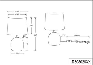TRIO Leuchten Tischleuchte MALU, Ein-/Ausschalter, ohne Leuchtmittel, E14-Leuchtmittel frei wählbar, Höhe 26cm, Ã˜ 16cm, mit Schnurschalter