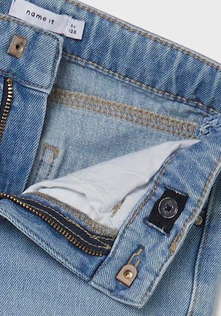 Name It 5-Pocket-Jeans NKFROSE für Mädchen mit Destroyed-Effekt und hohem Bund normal, Denim, Abriebeffekte, Reißverschluss – Bild 5 von 5