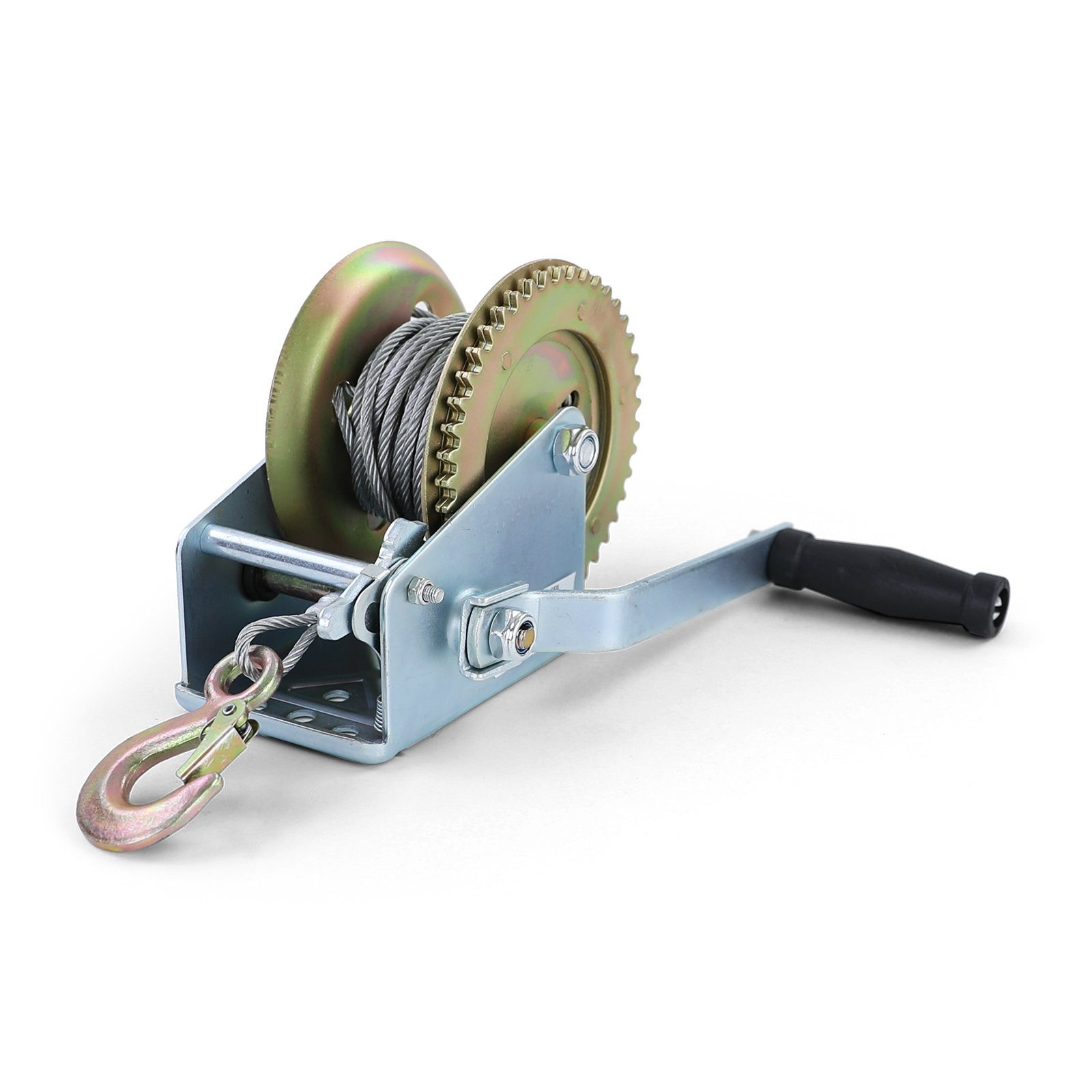 RAMROXX Seilwinde Profi Seilwinde Handwinde mit Drahtseil 800KG 10 Meter