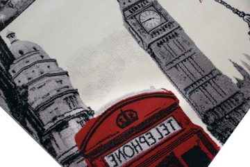 Teppich Designer Teppich London Motiv Grau Rot Schwarz, Carpetia, rechteckig, Höhe: 12 mm