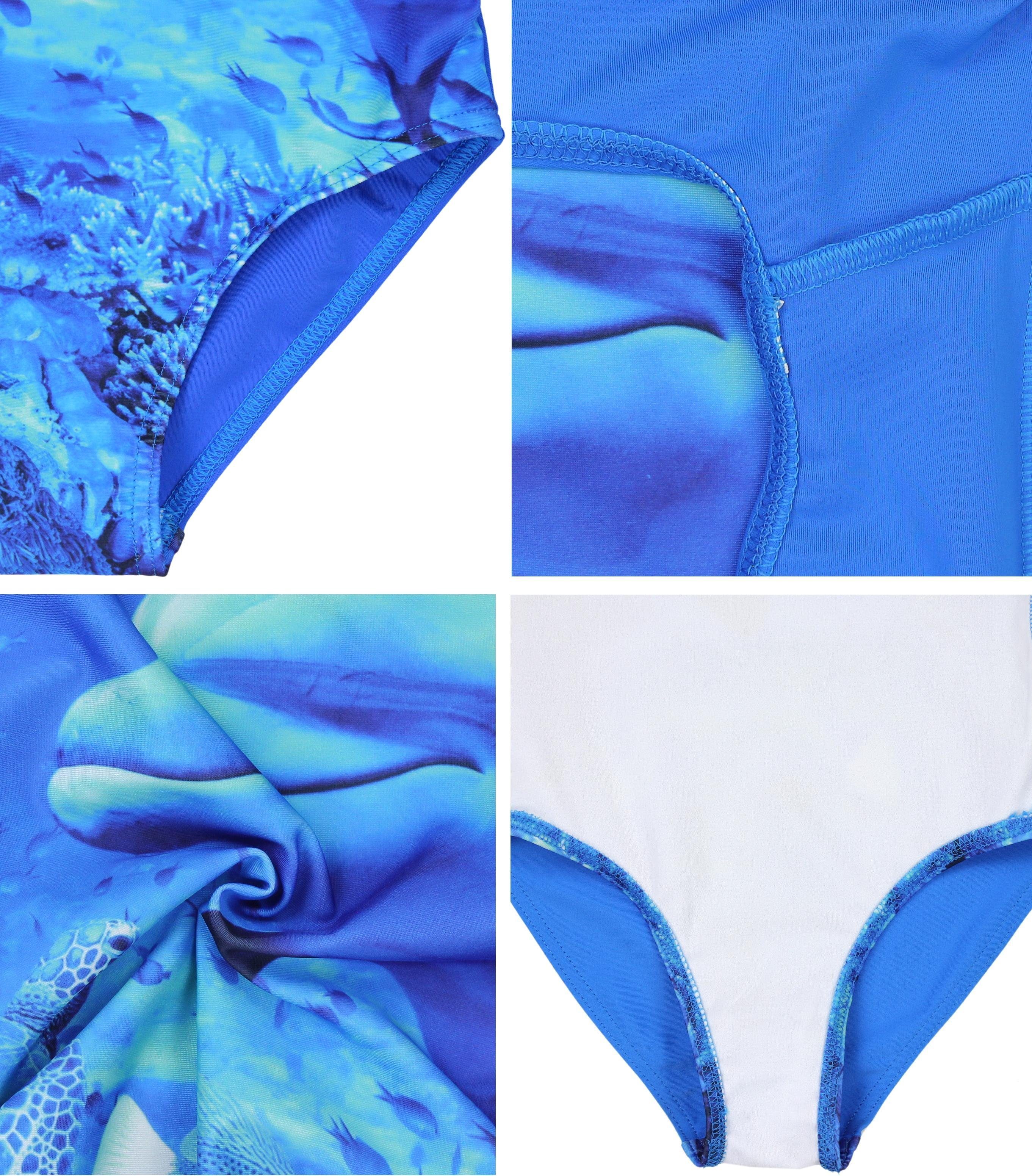 Delphin Mädchen Badeanzug Aquarti Ringerrücken mit / Print Blau Aquarti Badeanzug