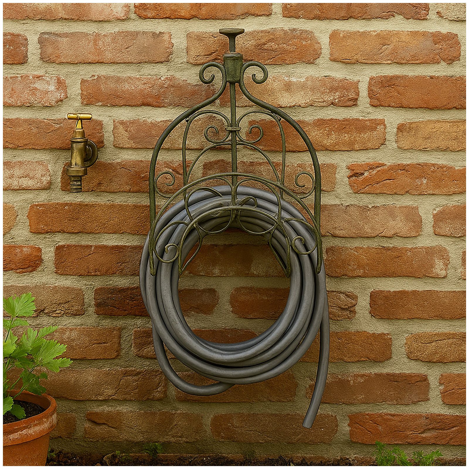 HTI-Living Держатель шлангаung Metall Gartenschlauchhalterung antik grün, (Stück, 1-tlg., 1 Держатель шлангаung, Antik Gartendeko Gartenschlauch Halter Gartendeko)