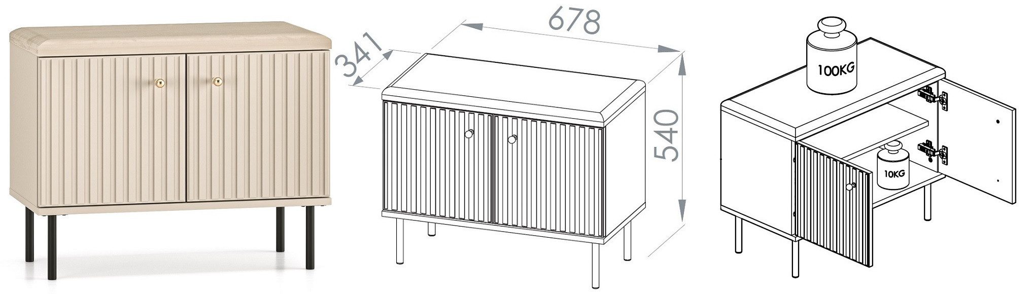 Marmex Möbel Schuhschrank SOPHIE 16 zweitüriger Schrank mit Sitzmöglichkeit günstig online kaufen