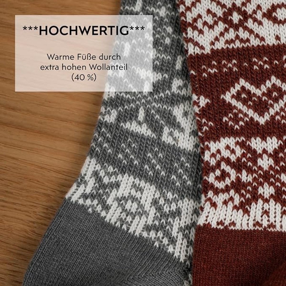 FOOTNOTE Norwegersocken Eliot (2-Paar) grau und rot, 40% Wolle günstig online kaufen
