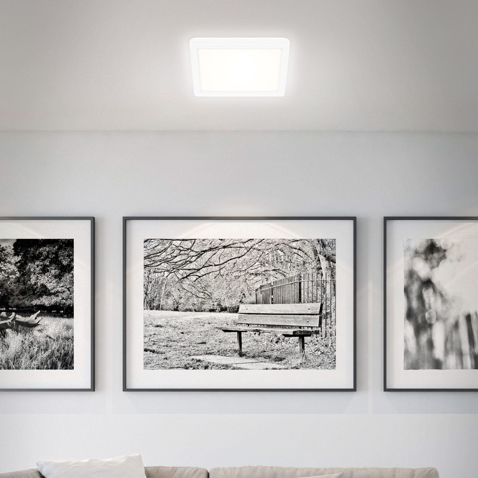 Briloner Leuchten Deckenleuchte LED Deckenlampe Panel Slim Ultraflach Backlight Schwarz/Weiß, Quadratisch, LED fest integriert, 4000K, Verschiedene Größen und Ausführungen, Wohnzimmer, Schlafzimmer, Flur