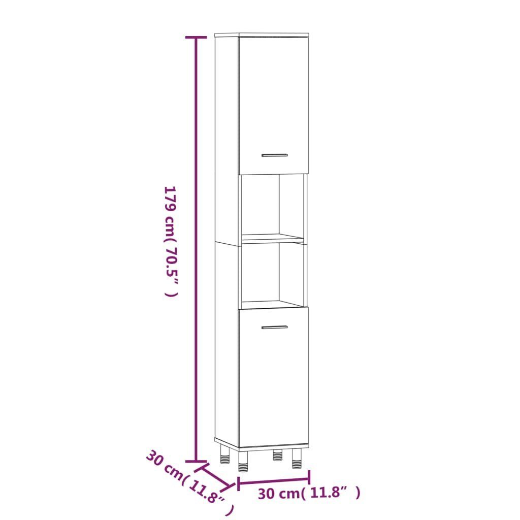 vidaXL Badezimmer-Set Badschrank Räuchereiche Holzwerkstoff, cm (1-St) 30x30x179