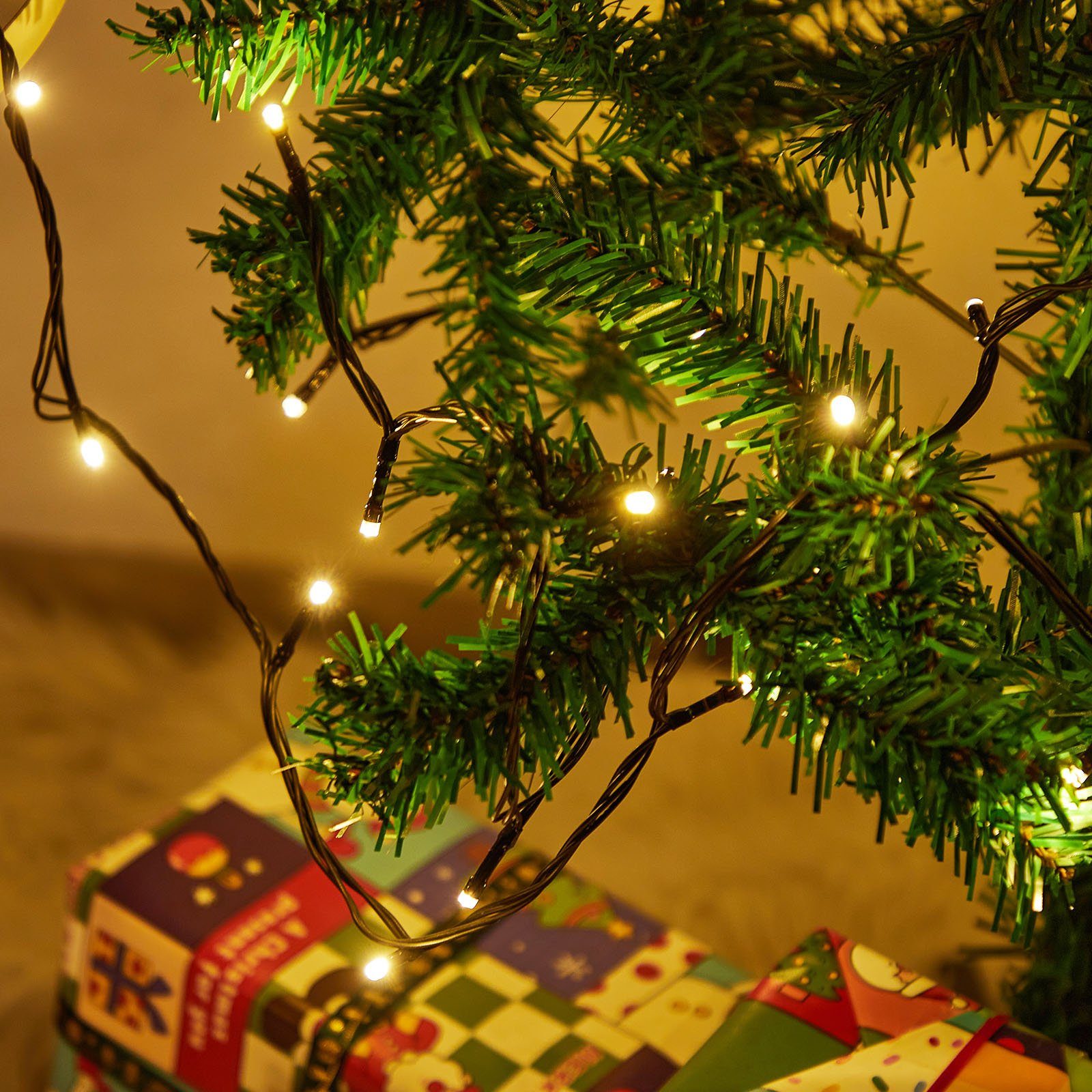 8 Schwarzer Rosnek Weihnachtsbaum, für LED-Lichterkette 20-100M, 31V, Timer, modi, Garten, Wasserdicht, Speicherfunktion, Draht