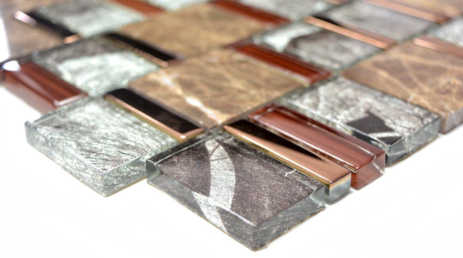 Mosani Mosaikfliesen Glasmosaik Mosaik beige braun glänzend 10 / Matten