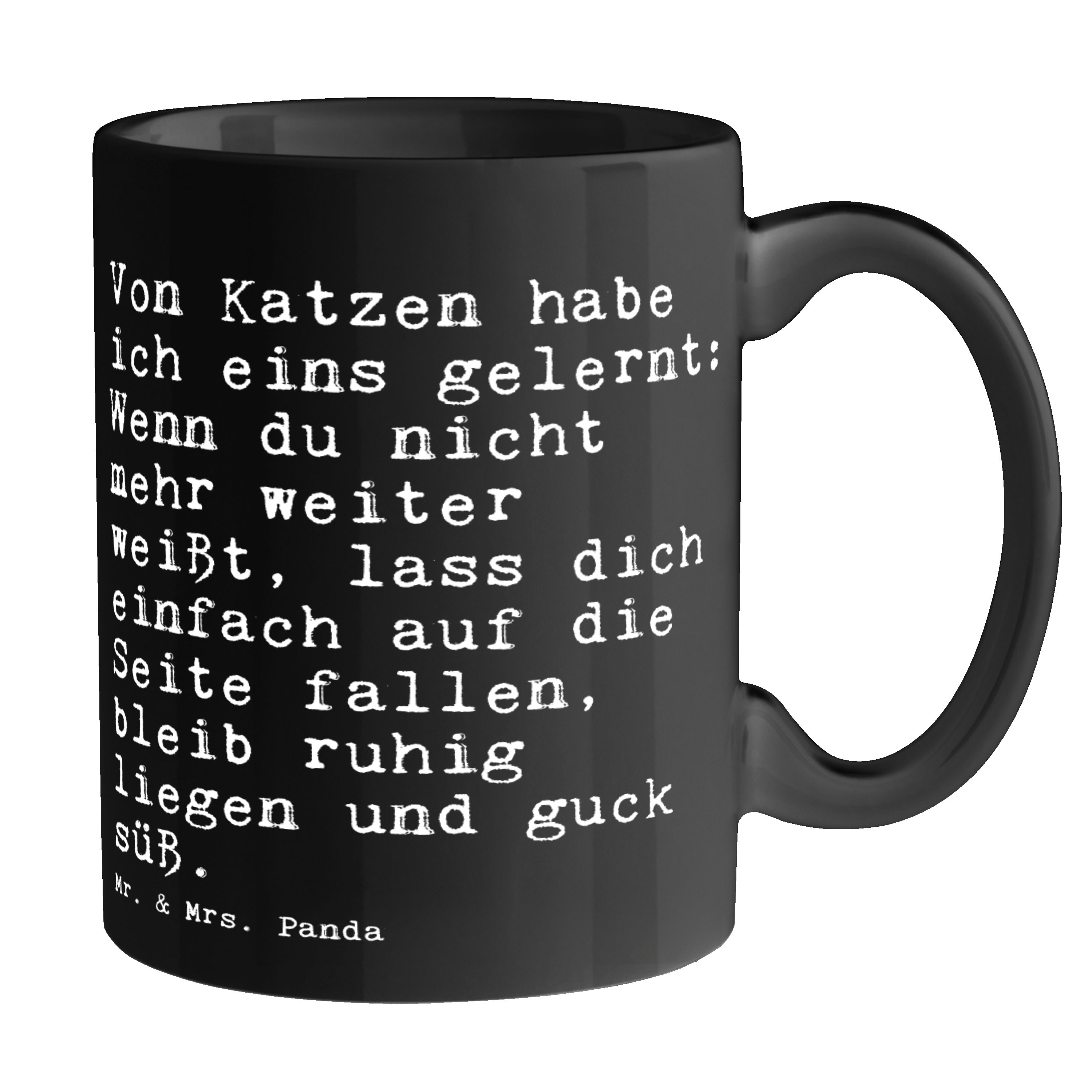 Mr. & Mrs. Panda Tasse »Von Katzen habe ich... Schwarz Geschenk