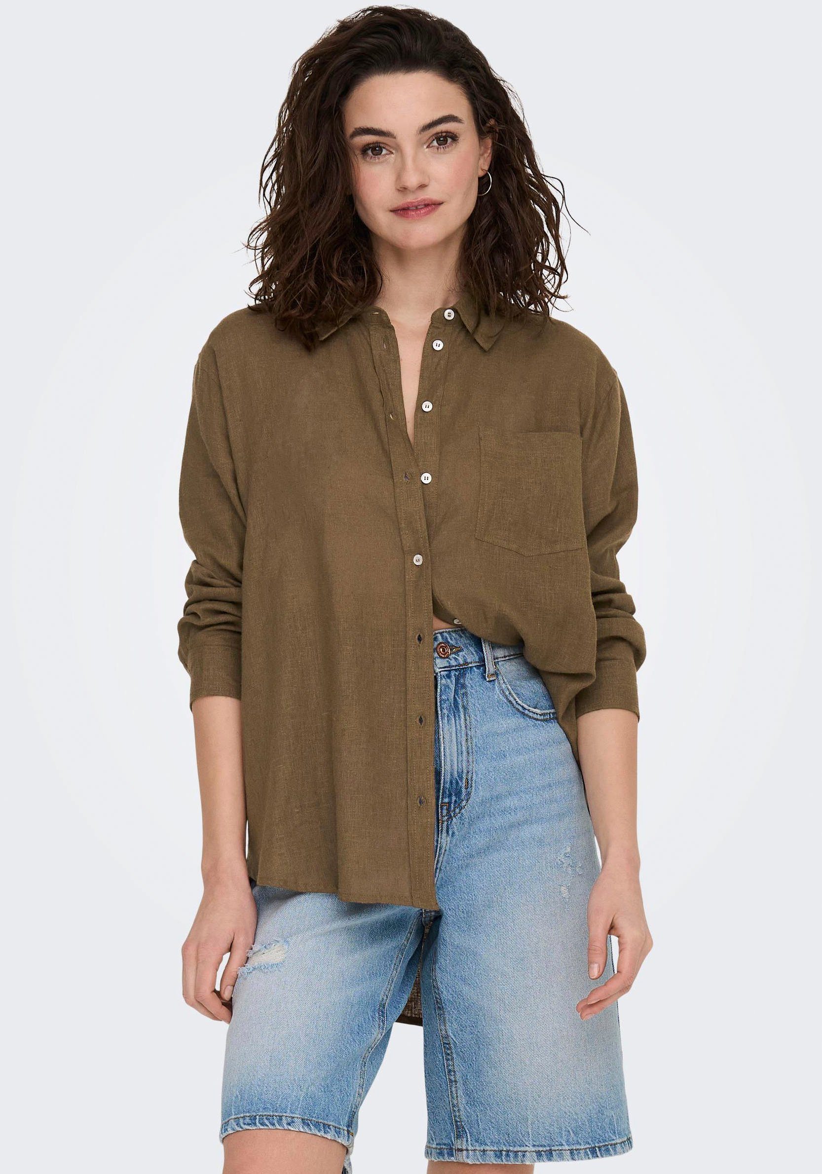 ONLY Longbluse ONLTOKYO L/S LINEN BLEND SHIRT mit Leinen günstig online kaufen
