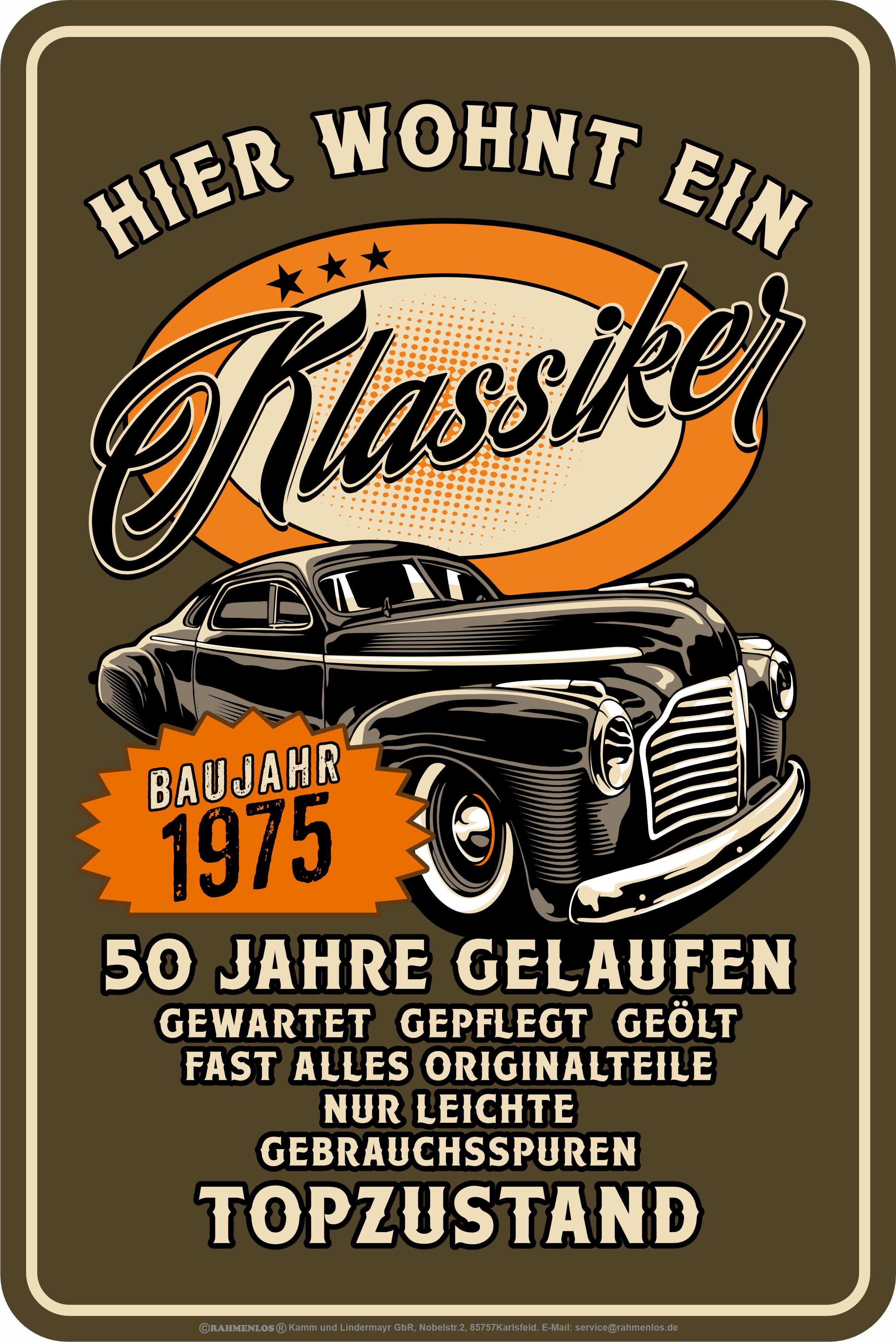 LOBO NEGRO® Metallschild als Geschenk oder Deko zum 50. Geburtstag: Oldtime günstig online kaufen