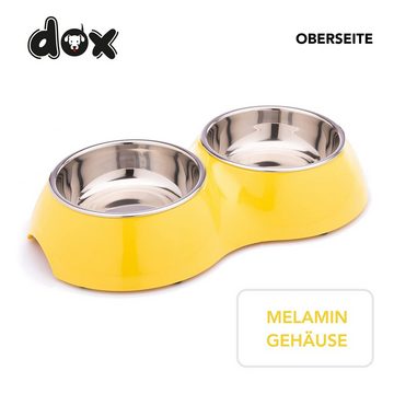 DDOXX Futternapf Doppel-Fressnapf rutschfest, viele Farben & Größen, Gelb 2 X 350 Ml