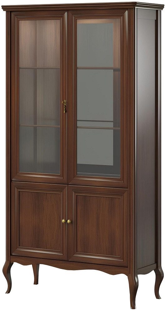 Xlmoebel Vitrine Klassische Vitrine aus massivem Holz in Naturbraun (Klassische Vitrine Vitrinenschrank Vitrinen - Model PR-W2) Hergestellt in Europa