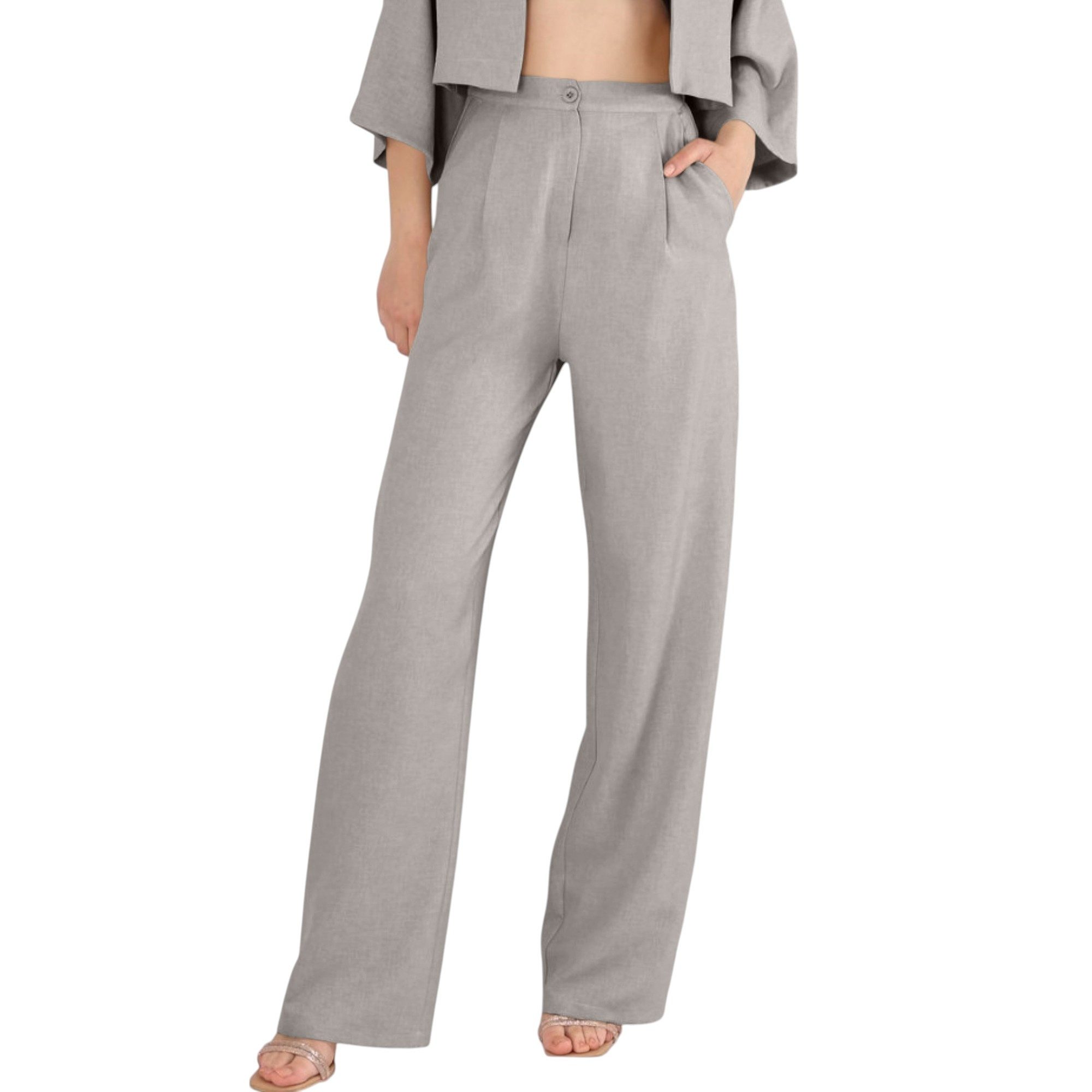 fashionshowcase Palazzohose Damen Stoffhose in Leinenoptik günstig online kaufen