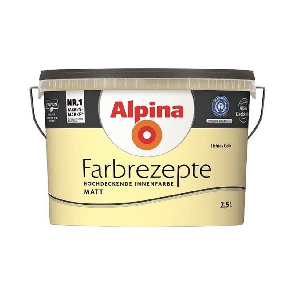 Alpina Wand- und Deckenfarbe Farbrezepte 2,5 L. Lichtes Gelb - Helles Gelb