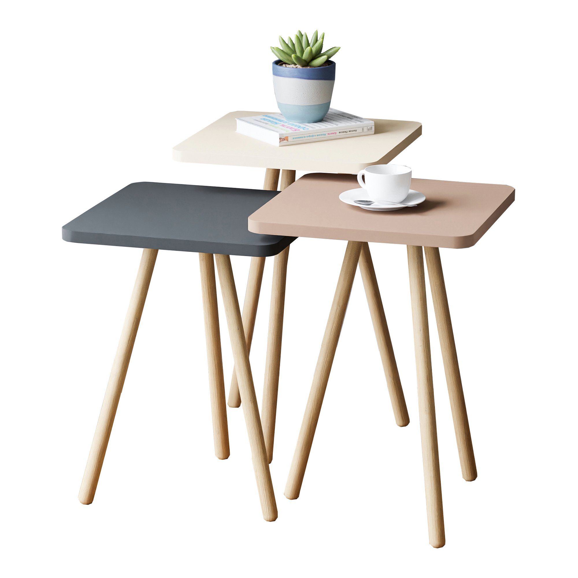 en.casa Beistelltisch, »Hobro« 3er Set Kaffeetisch günstig online kaufen