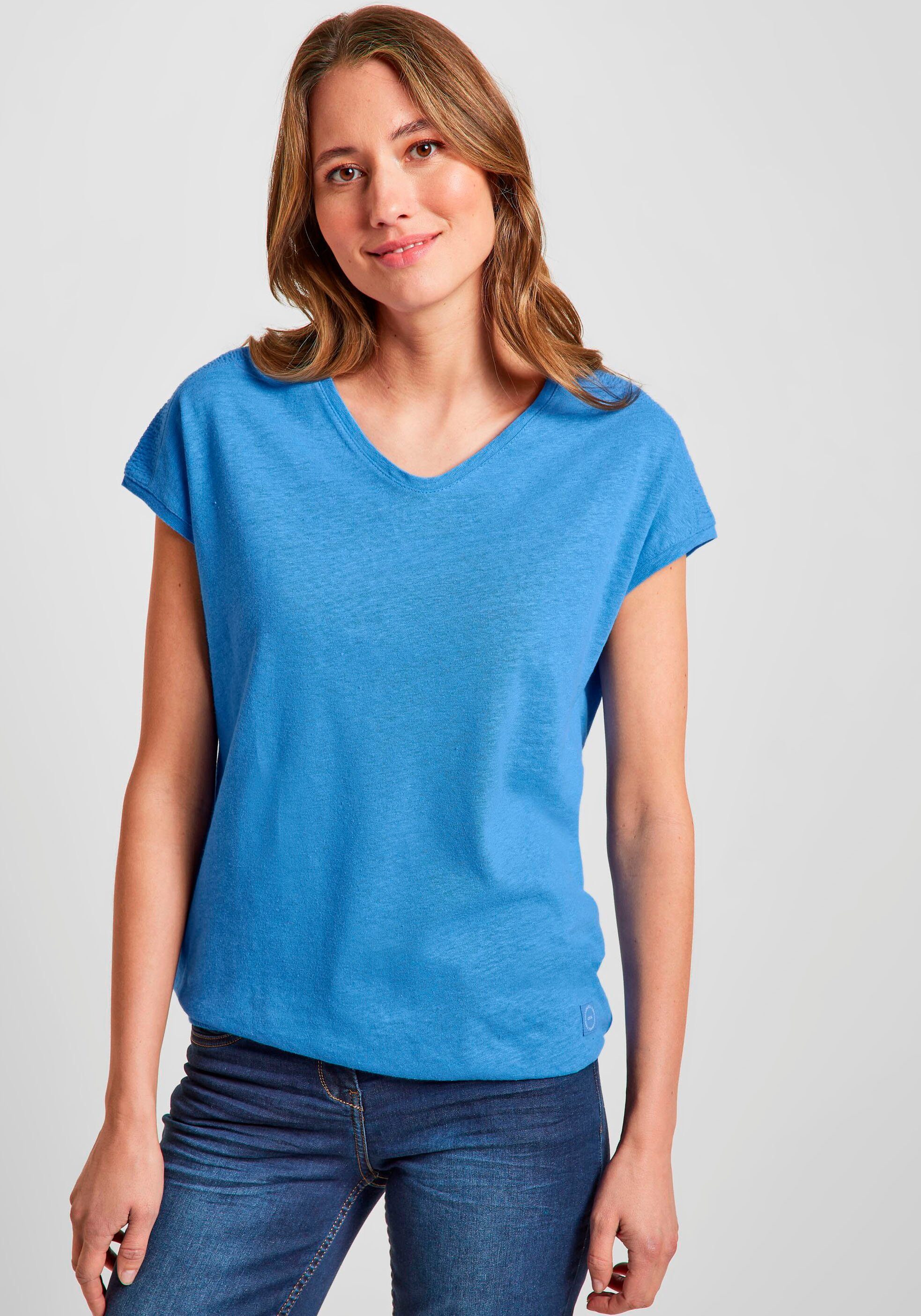 Garantierte Qualität Cecil T-Shirt mit V-Ausschnitt blau