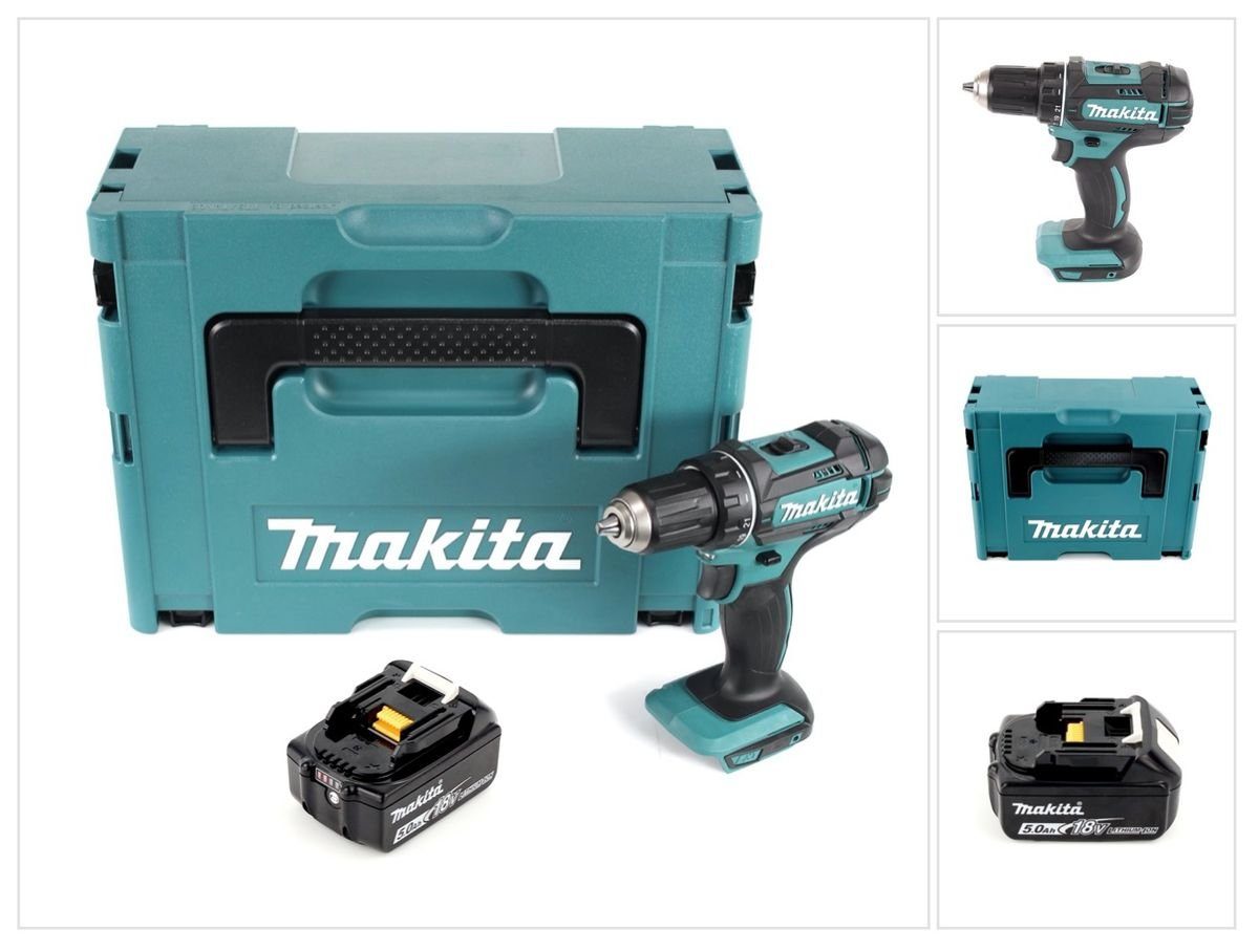 Säulenbohrmaschine DDF 482 T1J Akku Bohrschrauber 18 V 62 Nm + 1x Akku 5,0 Ah + Makpac -