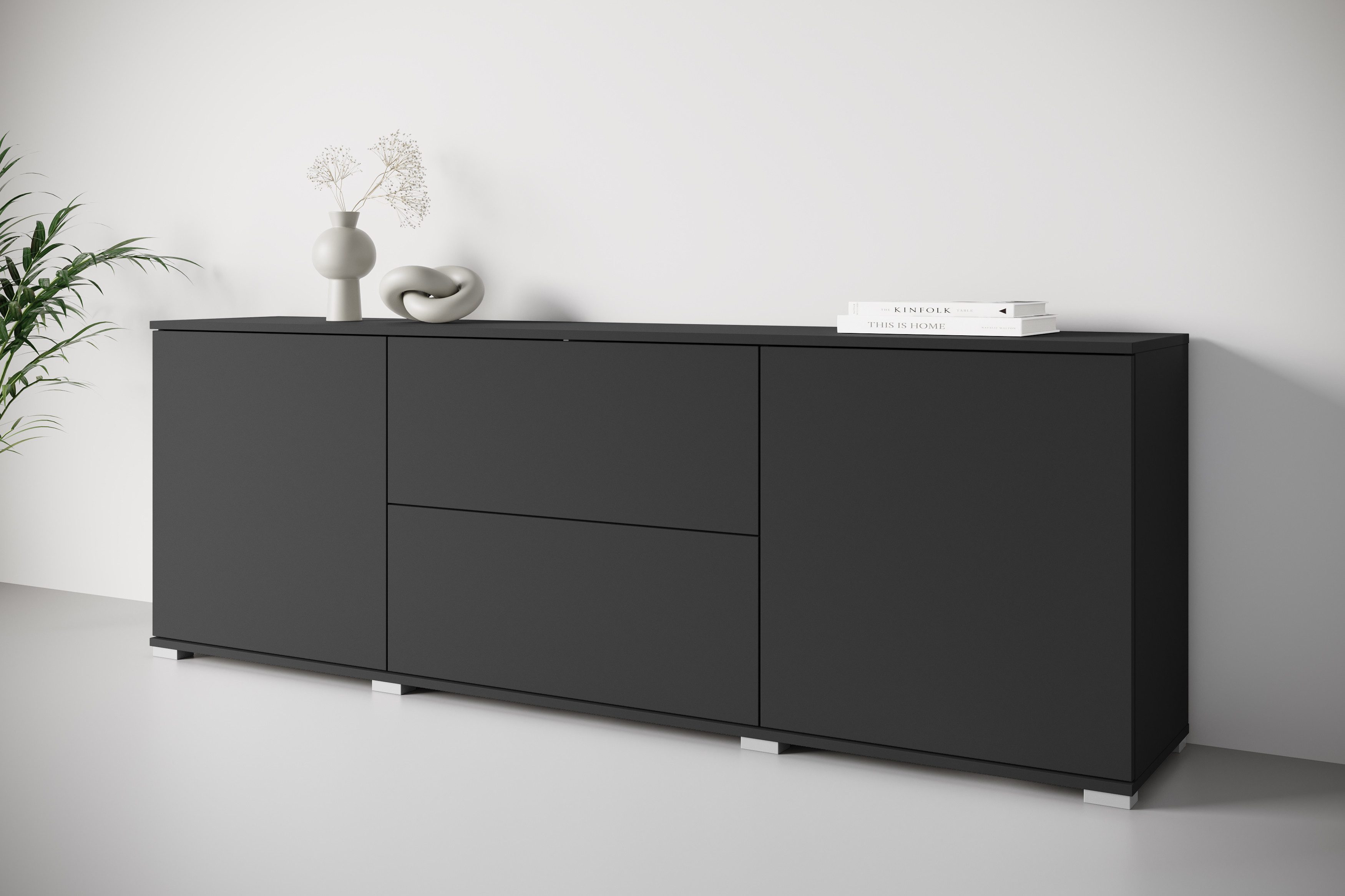 INOSIGN Lowboard Kenia (1 St), 2 Türen, 2 Schubladen, Breite 180 cm, höhenverstellbare Einlegeböden
