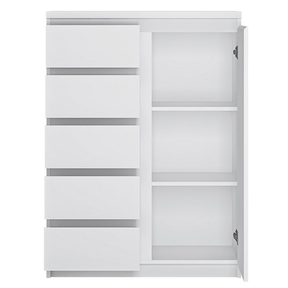 Lomadox Highboard FORTALEZA-129, in weiß, 1 Tür, 5 Schubladen, B/H/T ca. 83 günstig online kaufen