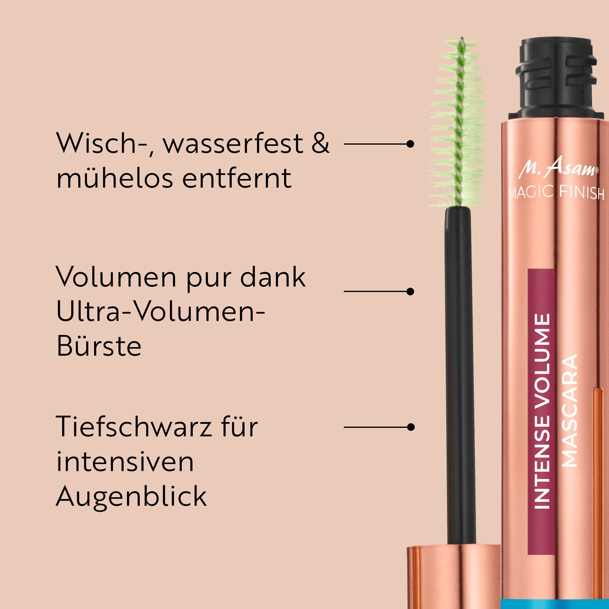 asambeauty Mascara Intense Volume Mascara Waterproof Easy Remove Deep Black