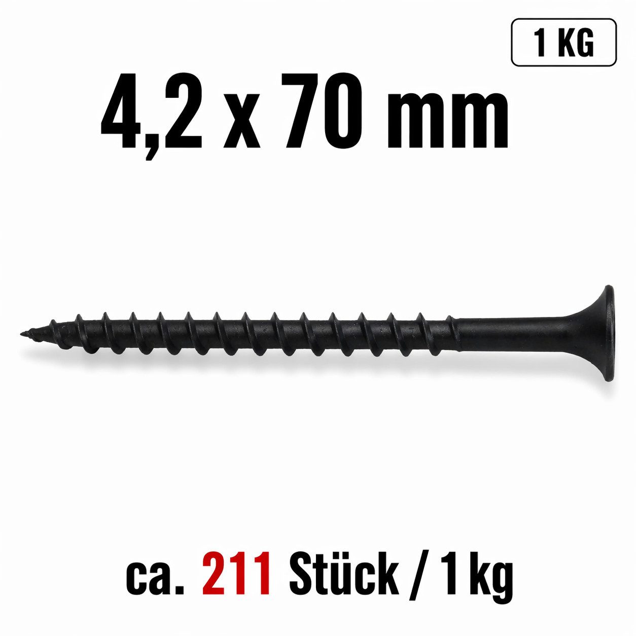 Prima-Online Schnellbauschraube Schnellbauschrauben 1 kg Grobgewinde PH2, 4,2 x 70 mm