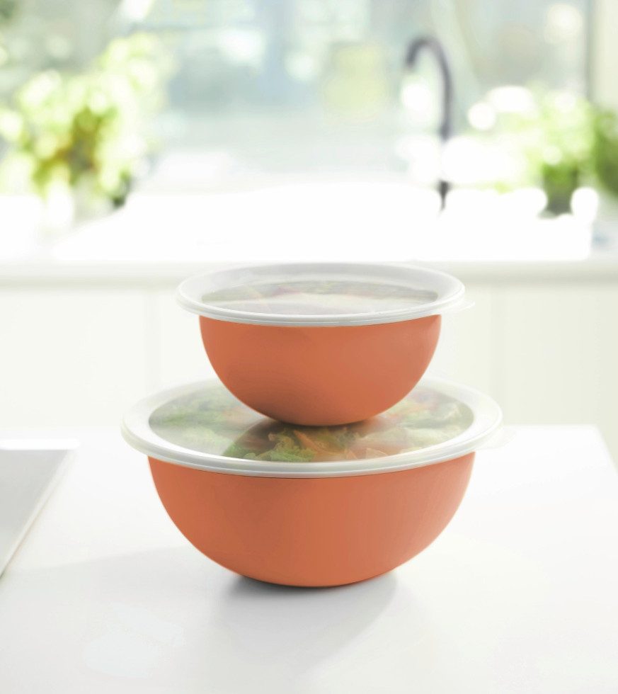 ROTHO Küchenorganizer-Set Rotho Schüssel + Deckel Caruba 3 L coral clay