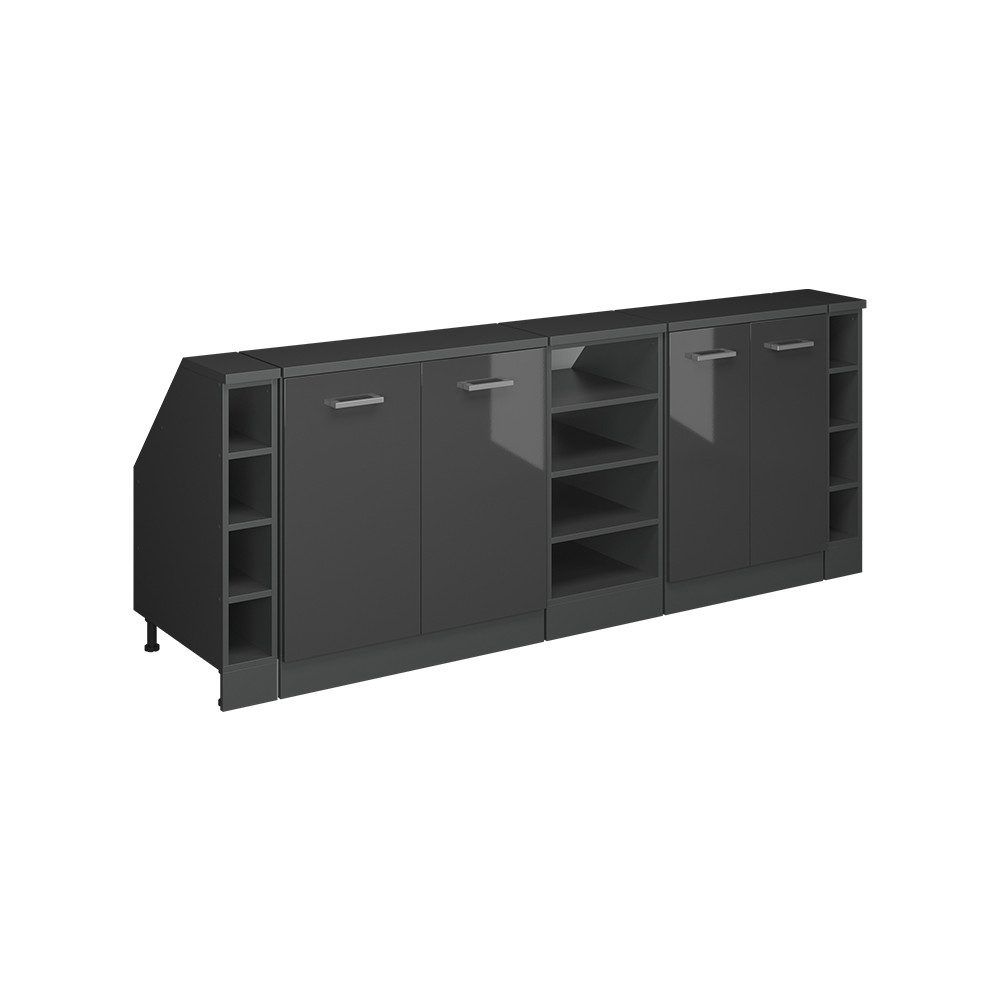 Vicco Kommode Rion, Anthrazit Hochglanz/Anthrazit, 210 cm 5er Set Schrankkorpuss ... (5 St)