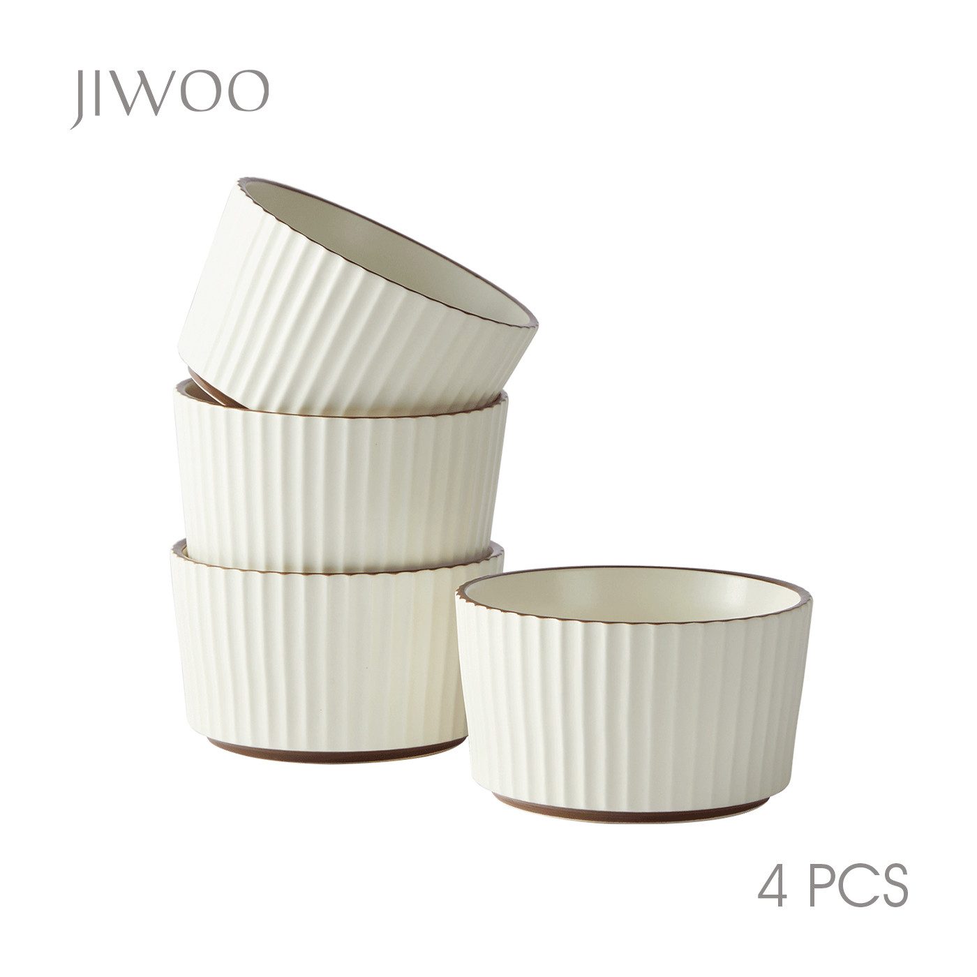 JIWOO Salatschüssel 4er,Ø15.4cm,Dessertschale,Eisschale,Müslischale,Suppenschüssel, Keramik, (Geschirrset, 4-tlg), Minimalistisches Design,Küchenzubehör,Spülmaschinengeeignet,15.4cm