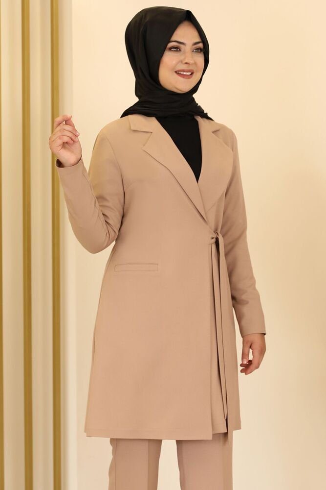 Modavitrini trouser suit women's two-piece – long-sleeved jacket with trousers – modest fashion (elegant outfit) with lapel collar