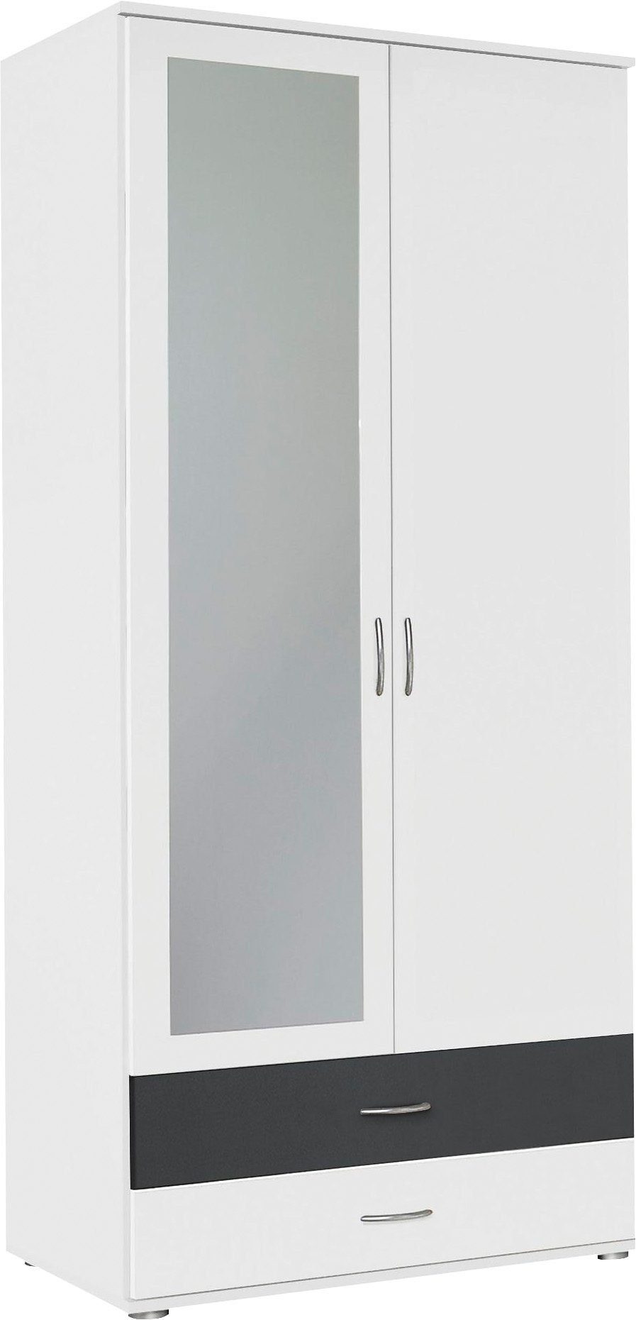 rauch Kleiderschrank Noosa Schubkästen Spiegel weiß/graumetallic mit und