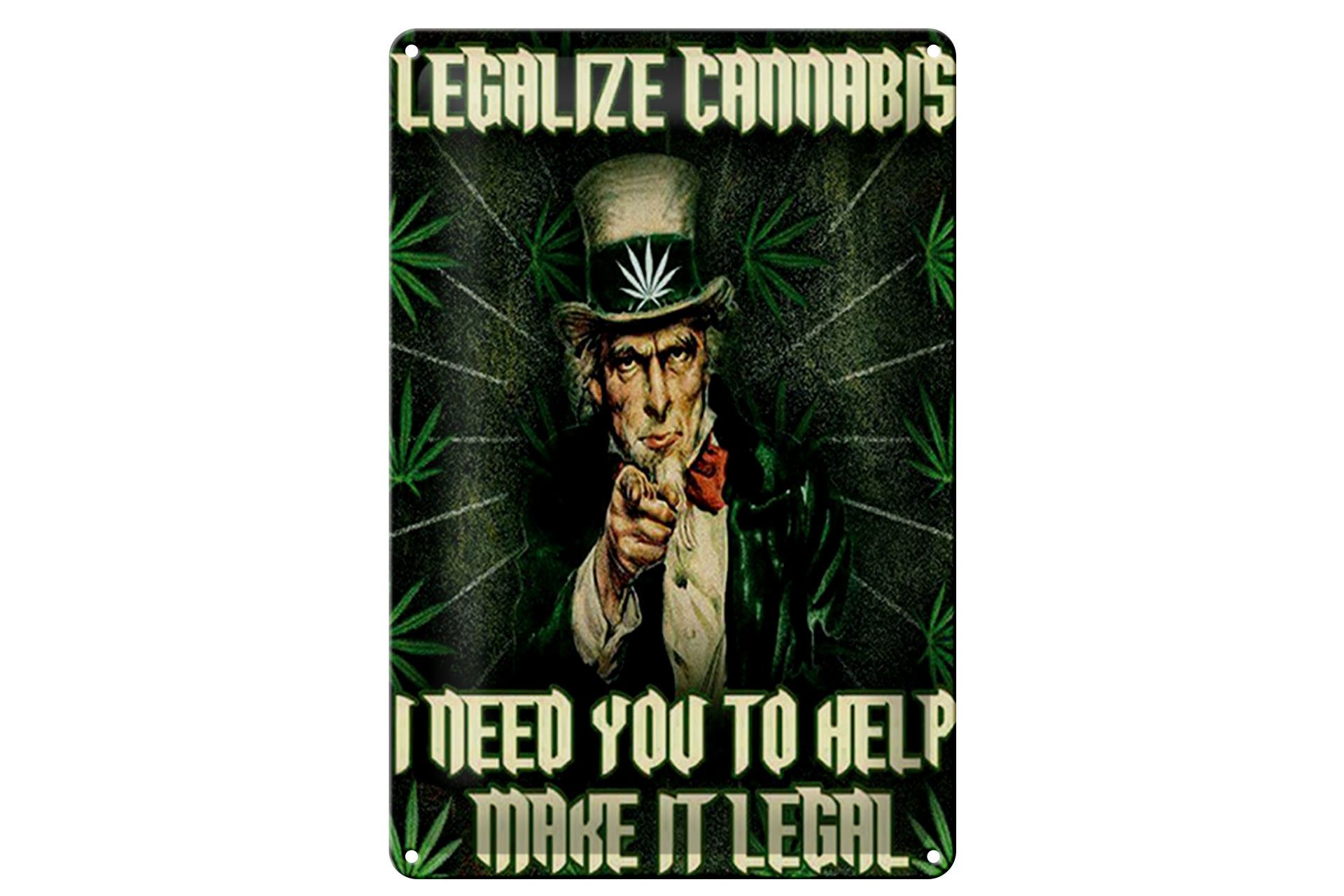 Hebold Metallschild Schild Blech 20x30cm - Made in Germany - Spruch legalize cannabis need
