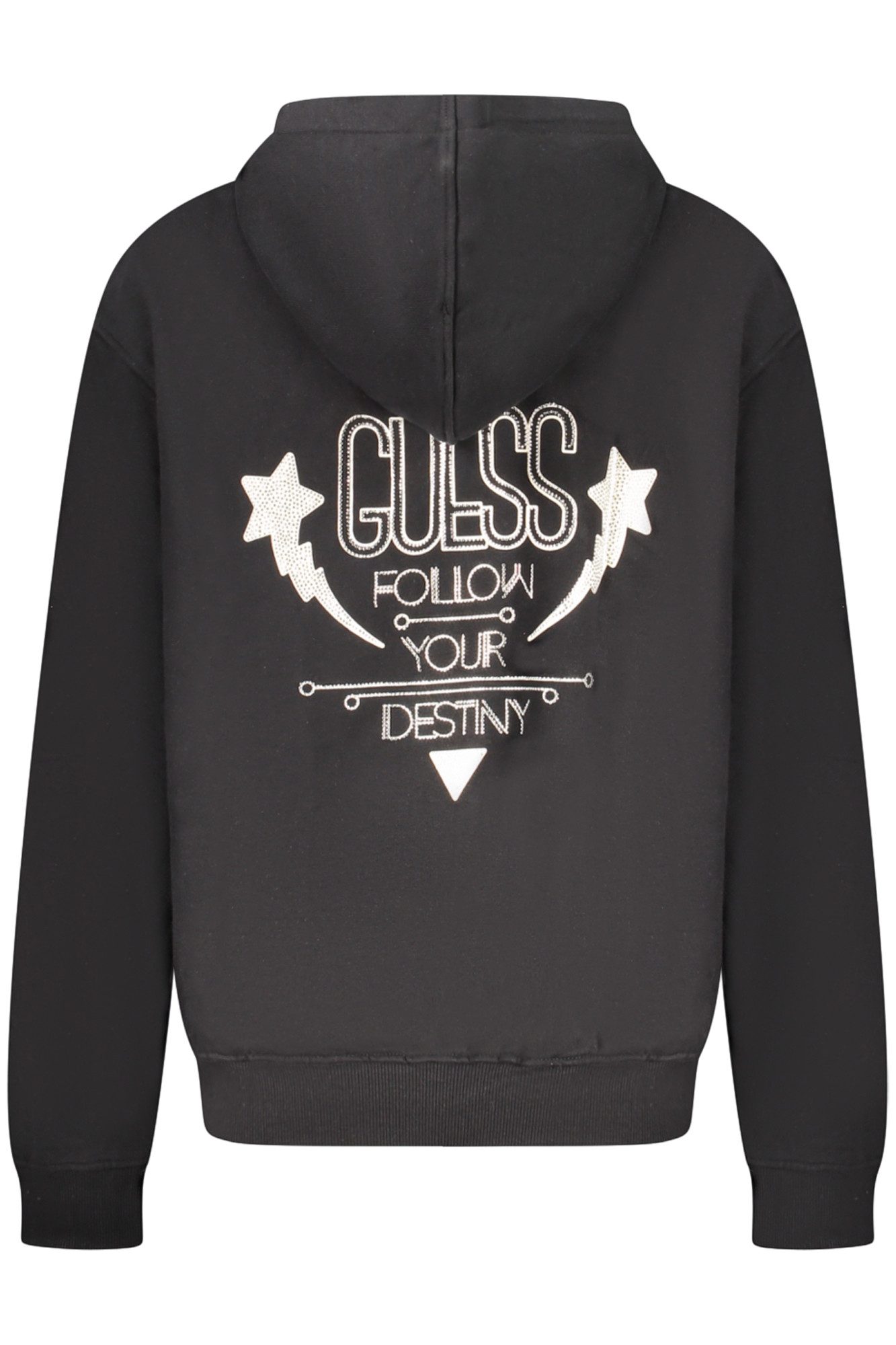 GUESS JEANS Sweatshirt Schwarzer Damen-Pullover mit Kapuze aus