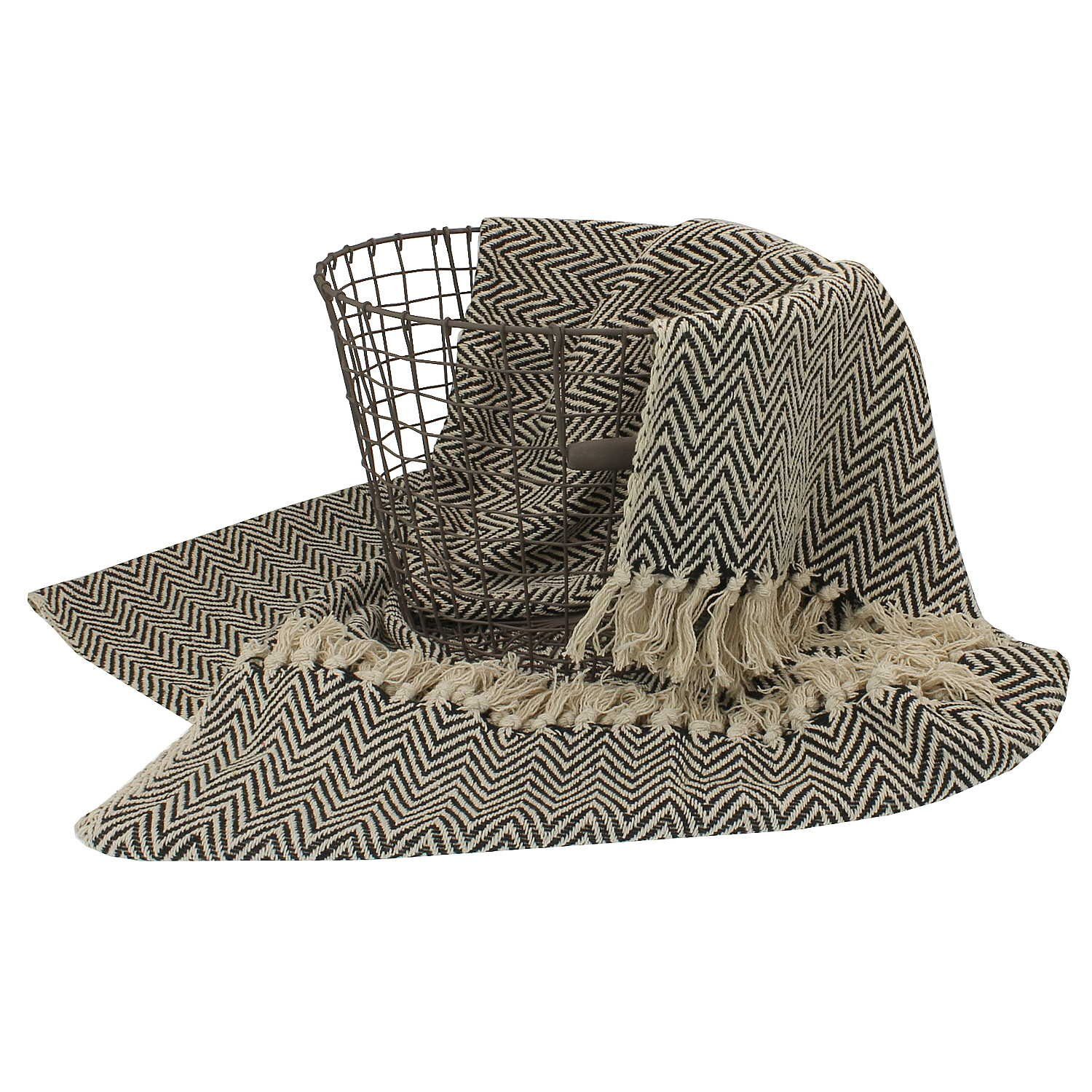 Wolldecke Hochwertige Wohndecke Schwarz Beige mit günstig online kaufen