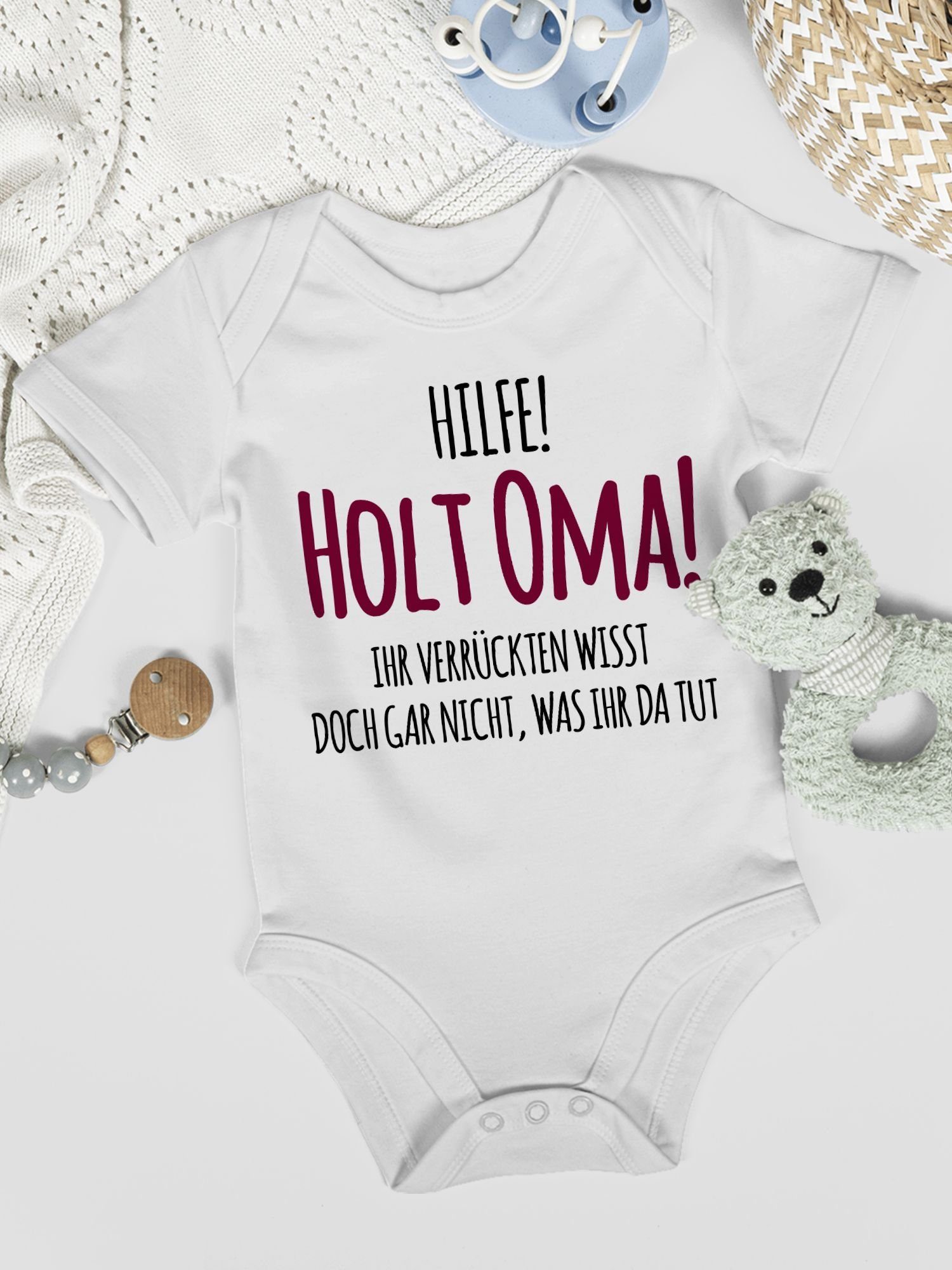 Shirtbody Sprüche Geburt Holt 1 Hilfe Geschenk Oma Baby Omi - Weiß Shirtracer