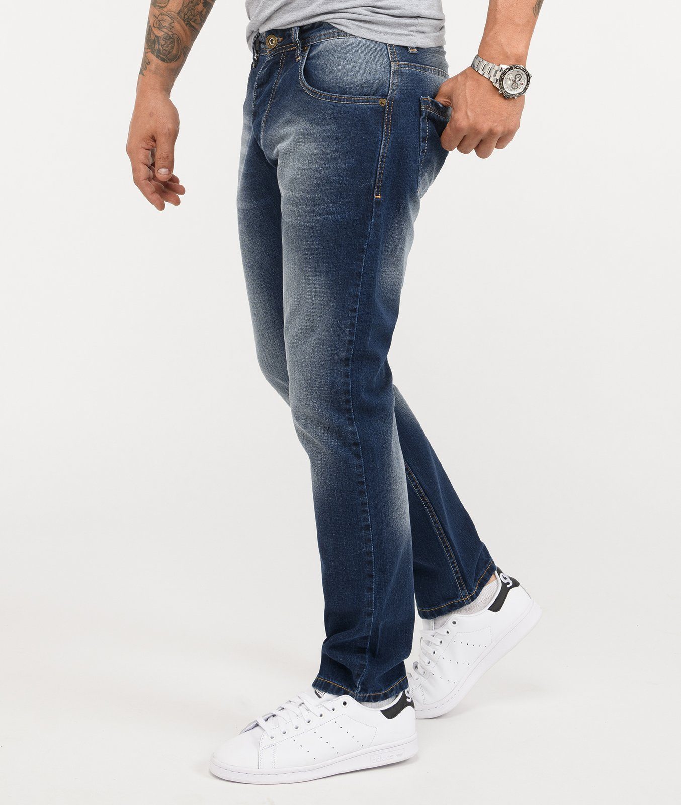 Herren Blau Rock Creek RC-2343 Jeans Regular-fit-Jeans Stonewashed