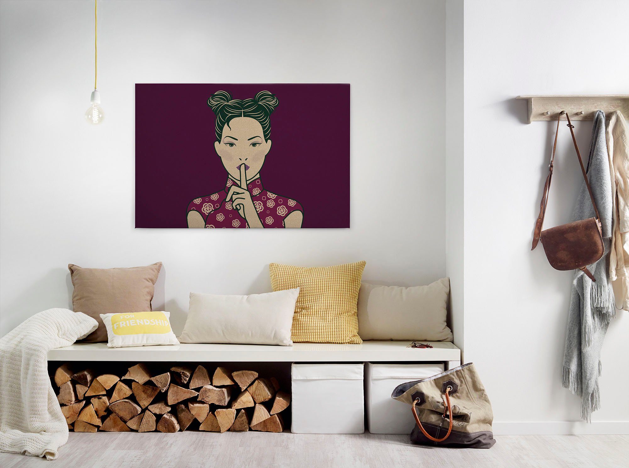 A.S. Création Leinwandbild himari 3, Gemälde, Kinder, Kunst (1 St), Keilrahmen Bild Asiatisch Frau Leinwand-Bild Wohnzimmer modern Kinder