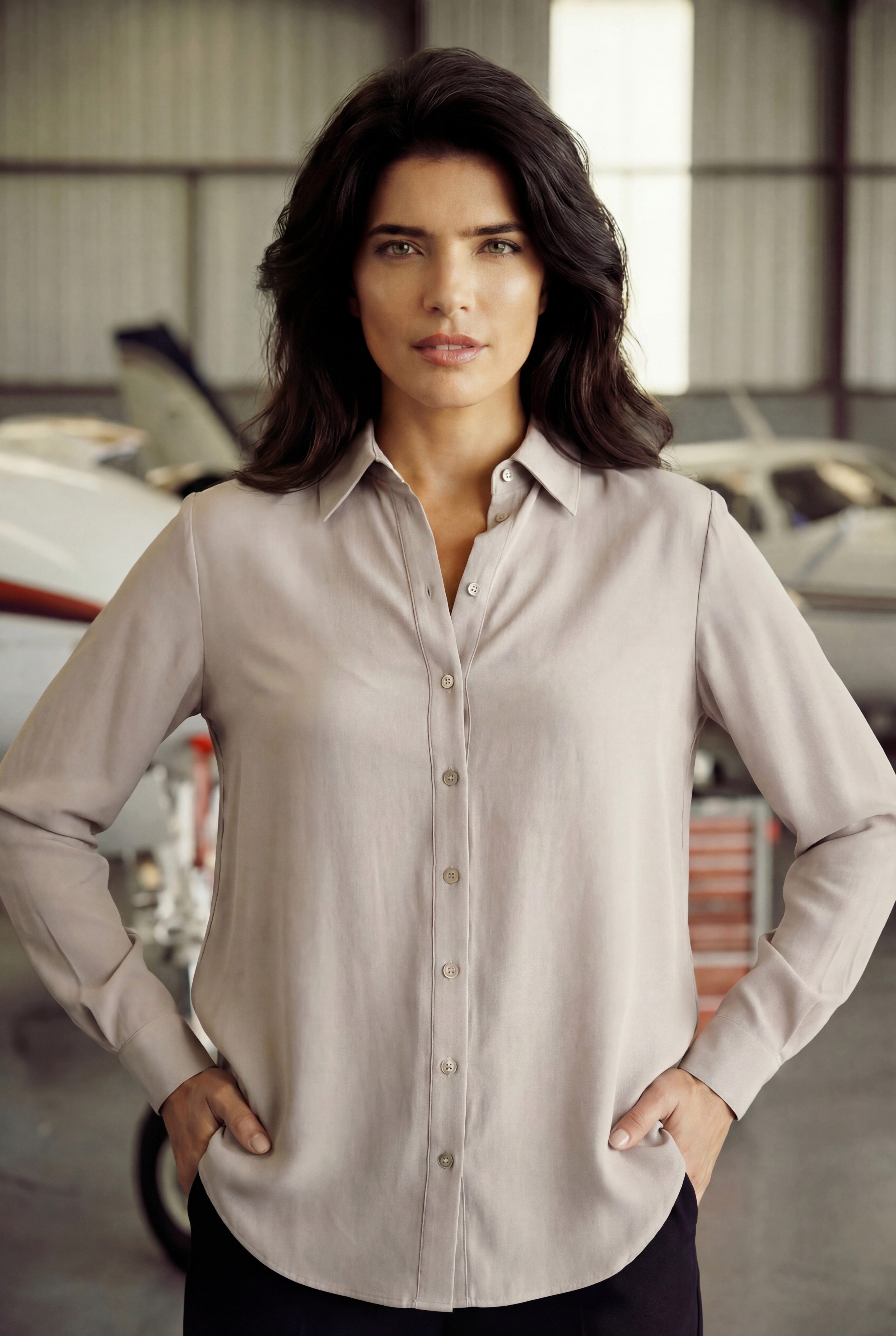 Travel 8 Blusenshirt Damen Fitted Travel Bluse Sand - Knitterarm & Formstab günstig online kaufen