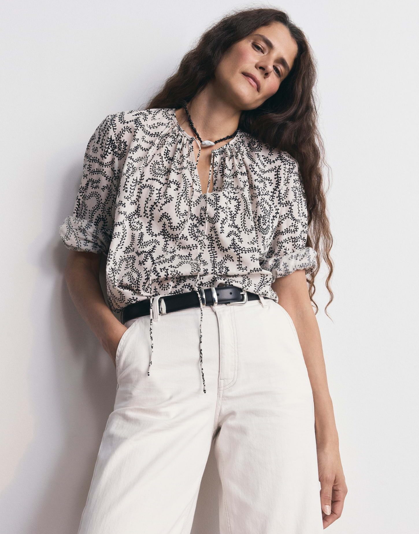 OPUS Langarmbluse FISANNA Loose aus leichter Baumwolle