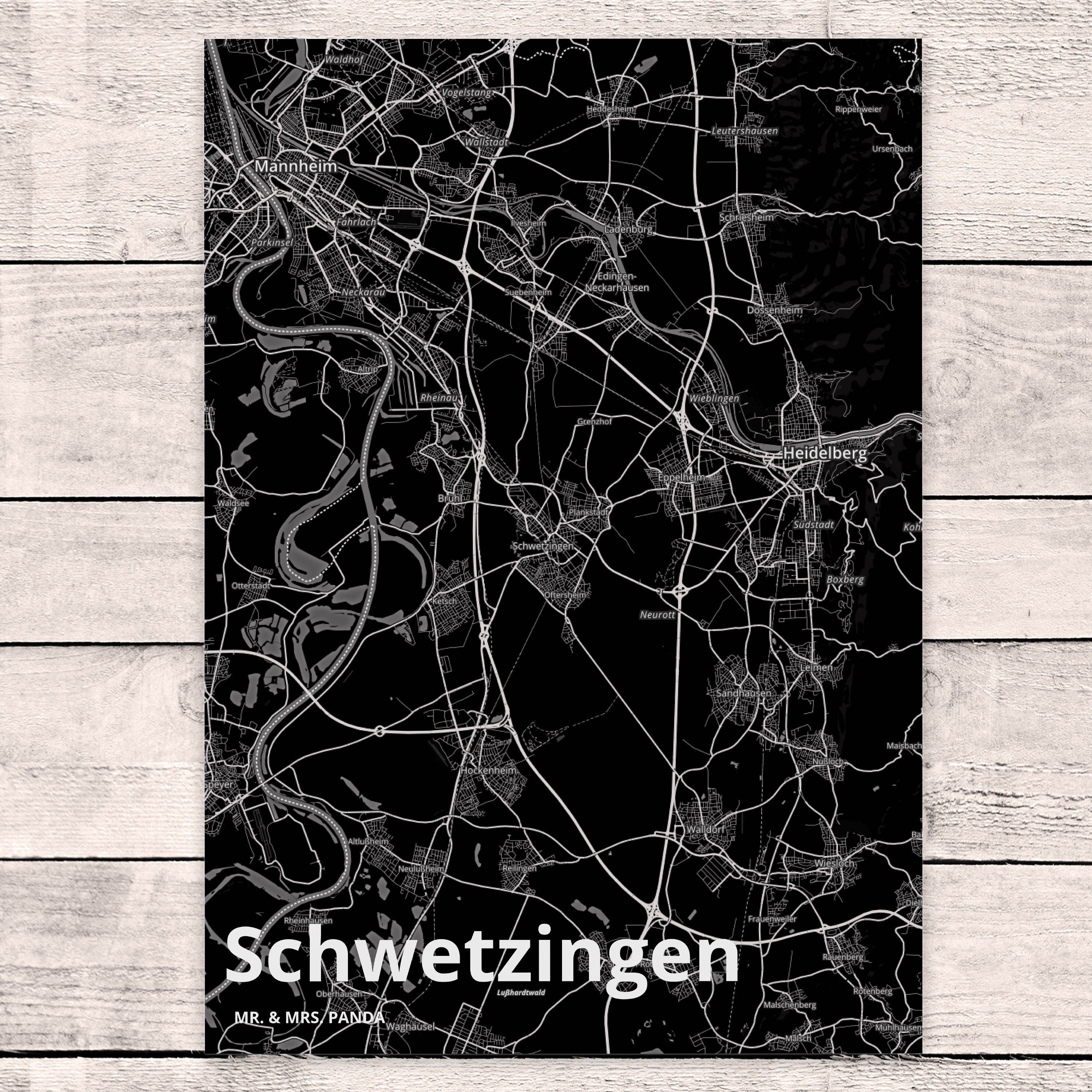 Dorf & Mrs. Schwetzingen Ansichtskarte, Postkarte - Mr. Stadt Geschenk, Panda Geburtstagskarte,