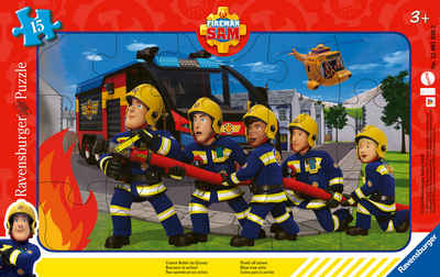 Ravensburger Puzzle Feuerwehrmann Sam, Unsere Retter im Einsatz, 15 Puzzleteile, Made in Europe, FSC® - schützt Wald - weltweit