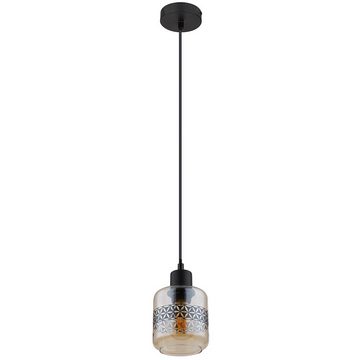 Globo Pendelleuchte, Leuchtmittel nicht inklusive, Hängeleuchte Pendellampe Wohnzimmerlampe Metall Glas amber H 120 cm