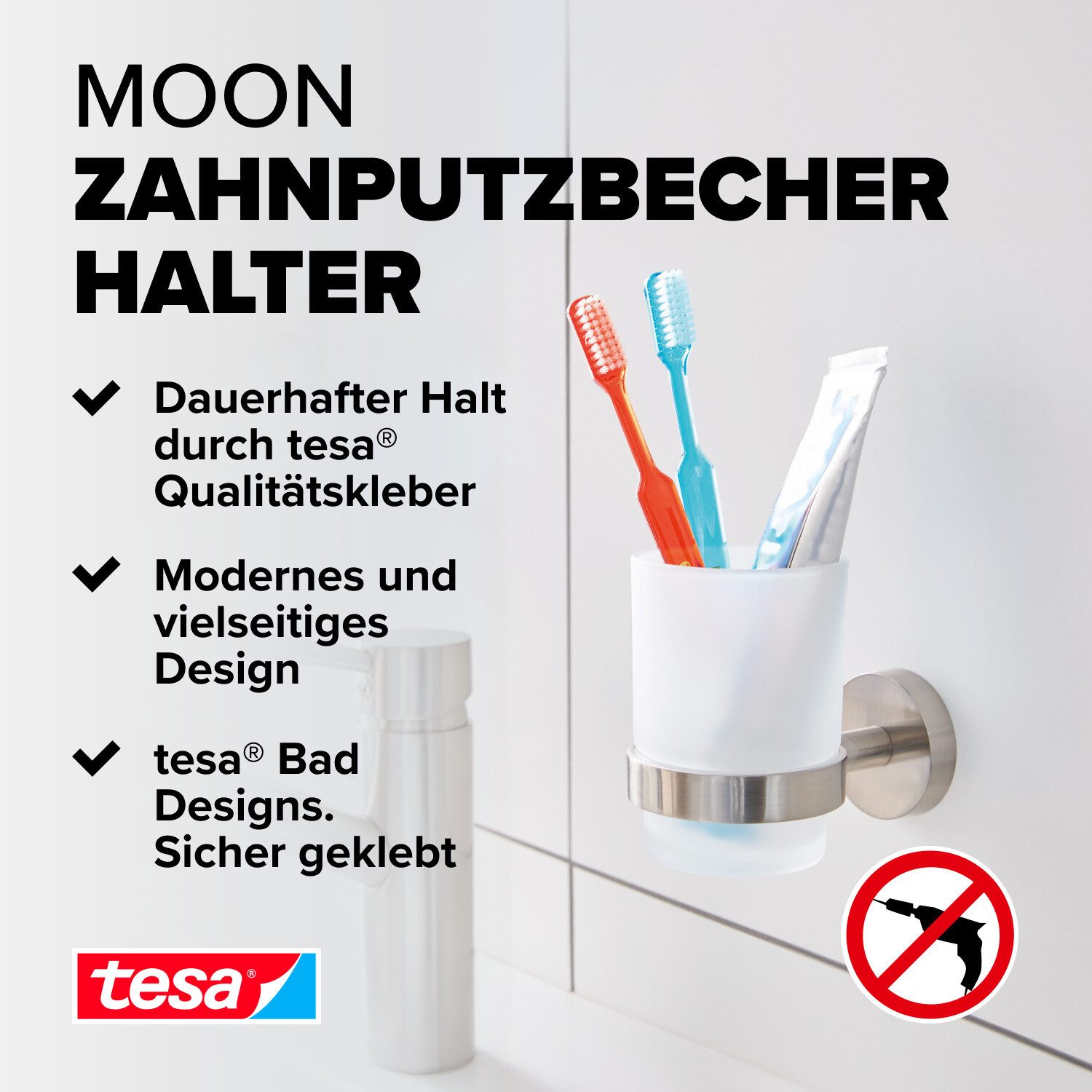 tesa Zahnputzbecher MOON Zahnputzbecherhalter ohne Bohren günstig online kaufen