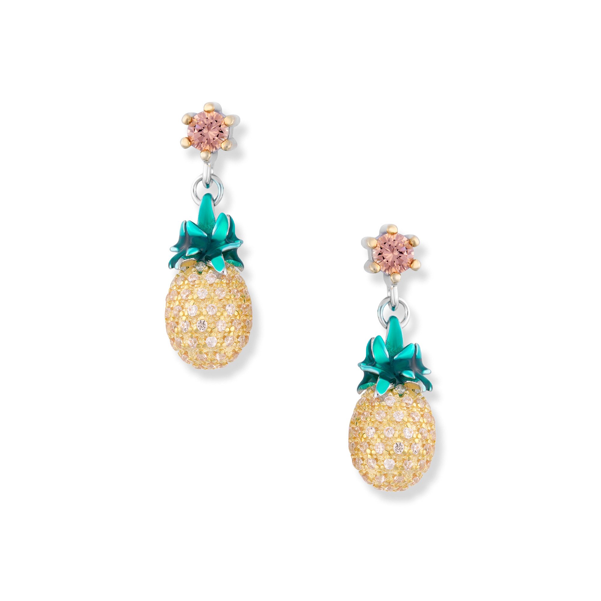 Seinerzeit FLORA & FAUNA Paar Ohrstecker Ana Ananas Ohrringe, Schmuck aus 925 Sterling Silber (Von exotischen Früchten inspirierter Damenschmuck mit liebevoll gestaltetem Fruchtmotiv – ein besonderer Begleiter im Alltag und zu besonderen Anlässen, inkl. G