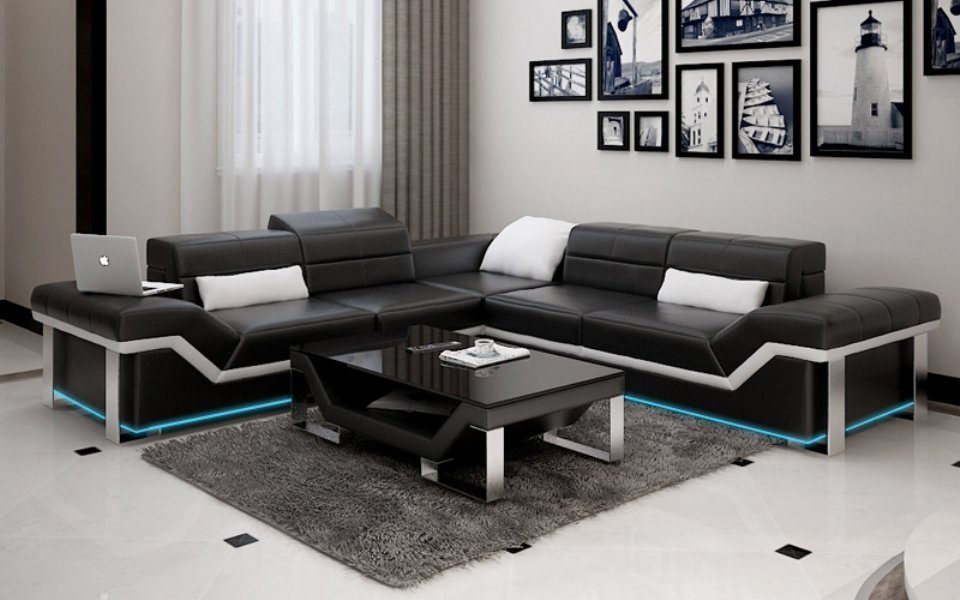 Couch Ledersofa Ecksofa, JVmoebel Ecksofa Sofa Wohnlandschaft Modern Design Sofa