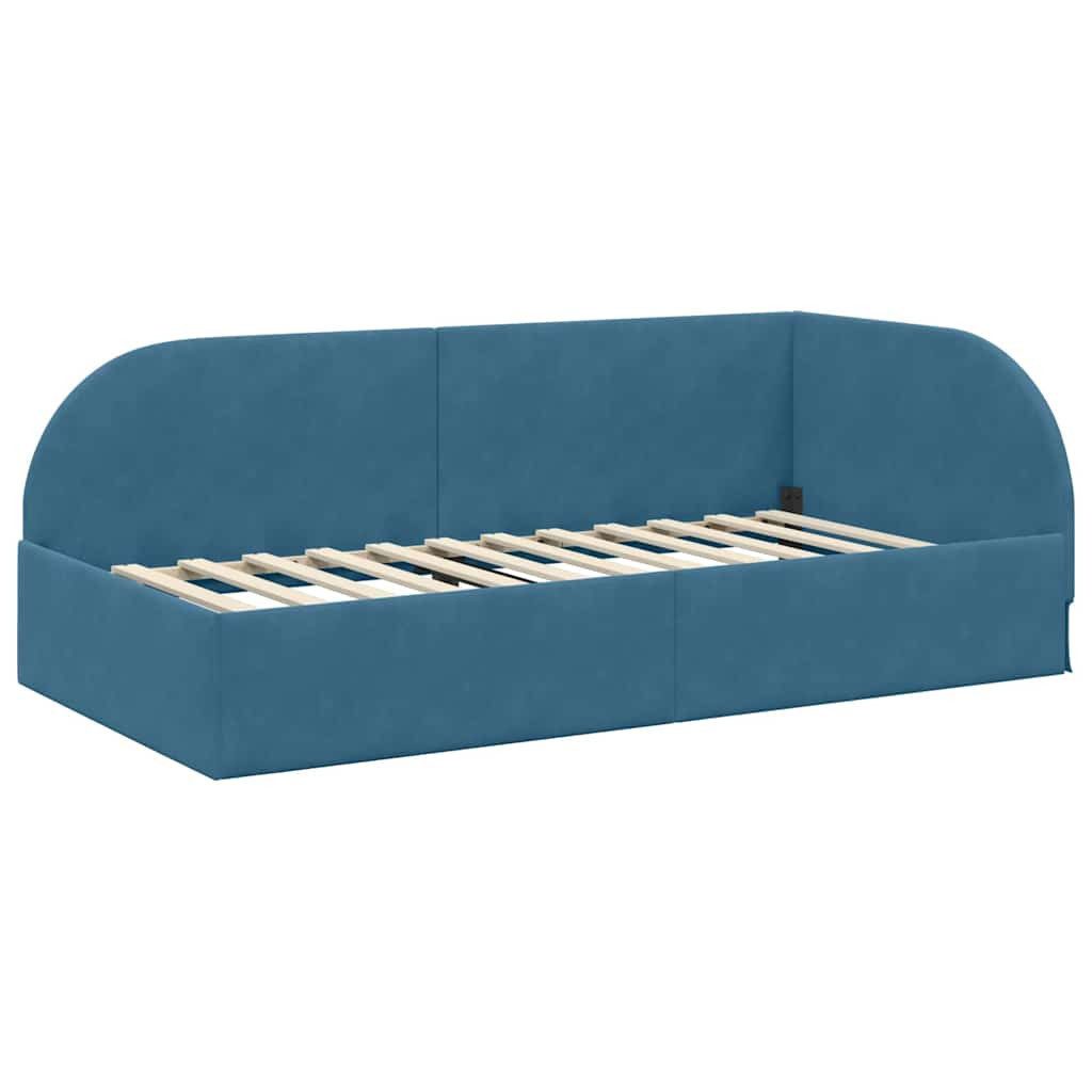 vidaXL Bett Eckbettgestell mit Kopfteil Blau günstig online kaufen