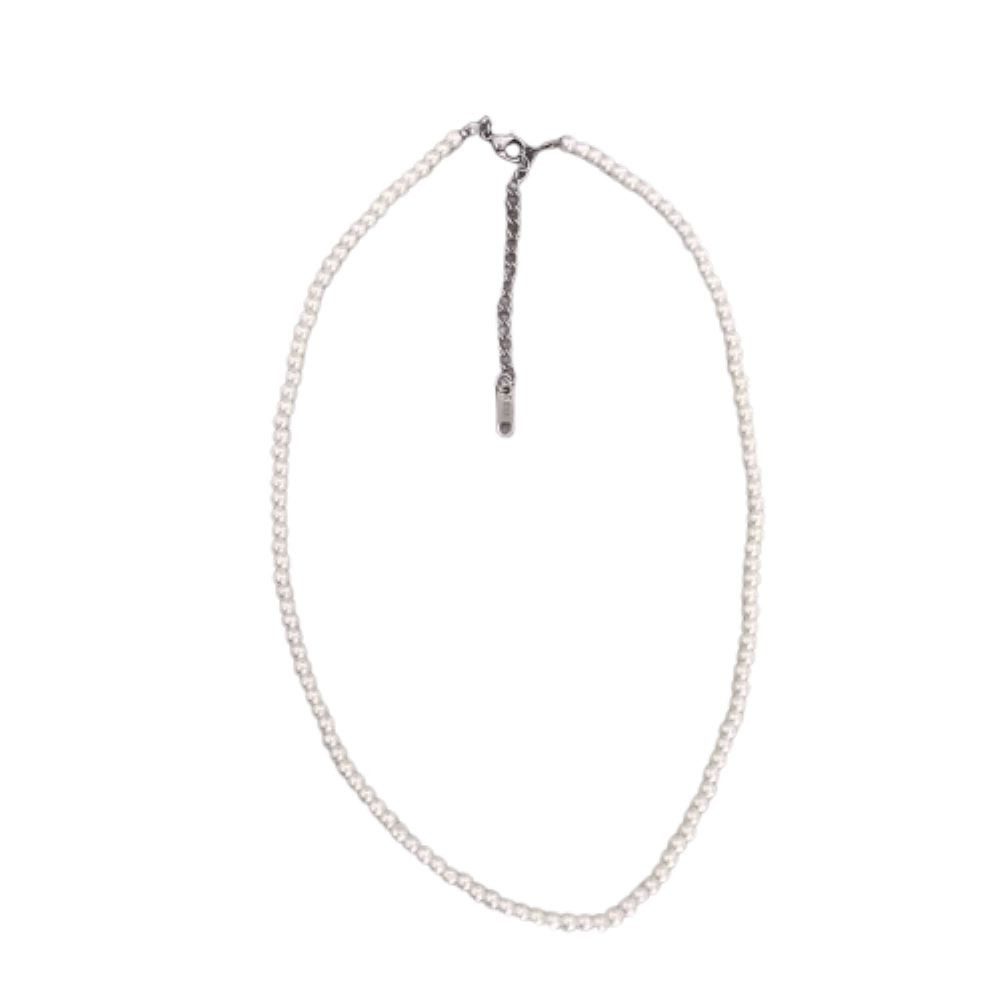 BUNGSA Perlenkette Perlenkette Choker weiß/silber aus Messing Damen (1-tlg), Halskette Necklace