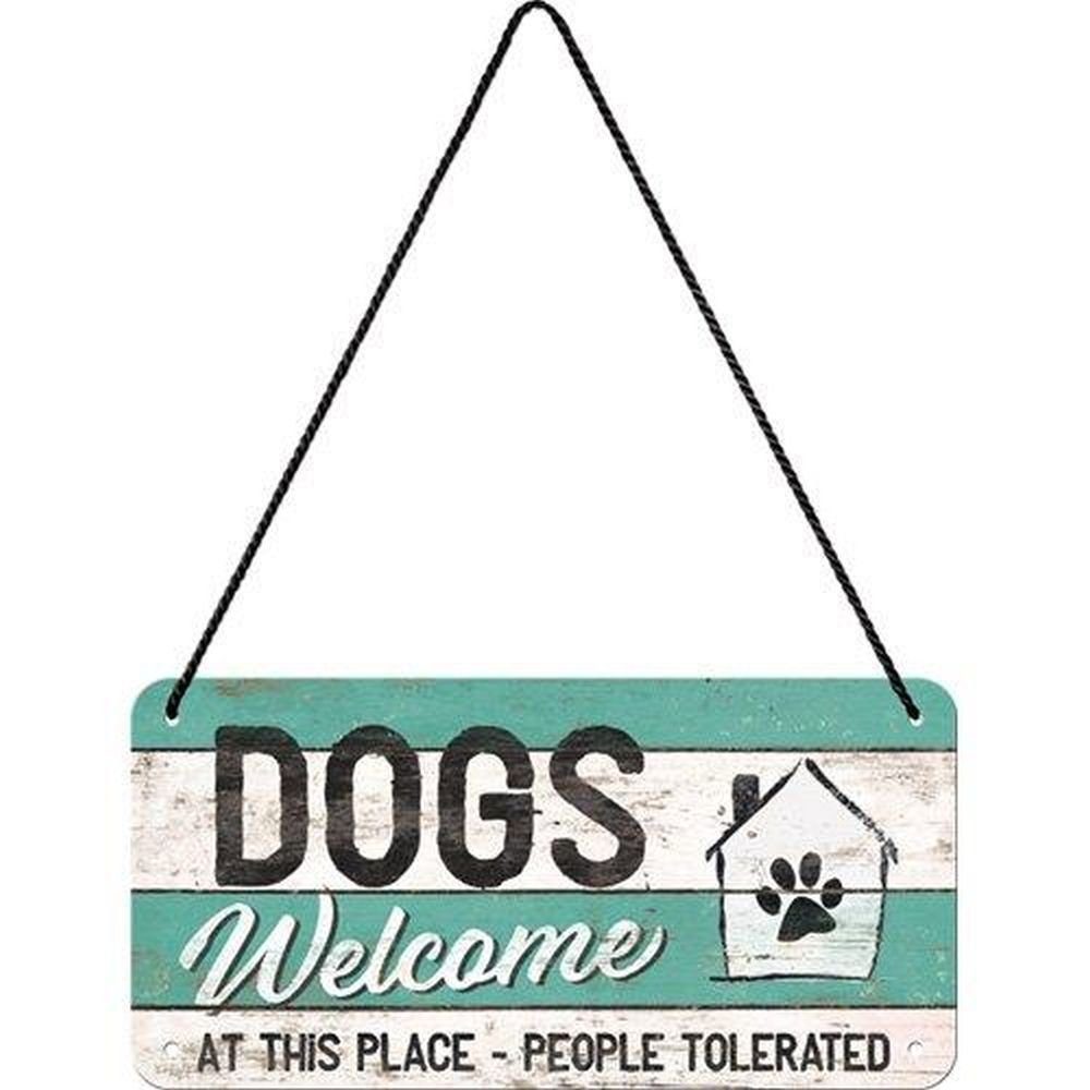 Metallschild Hängeschild - PfotenSchild - Dogs Welcome