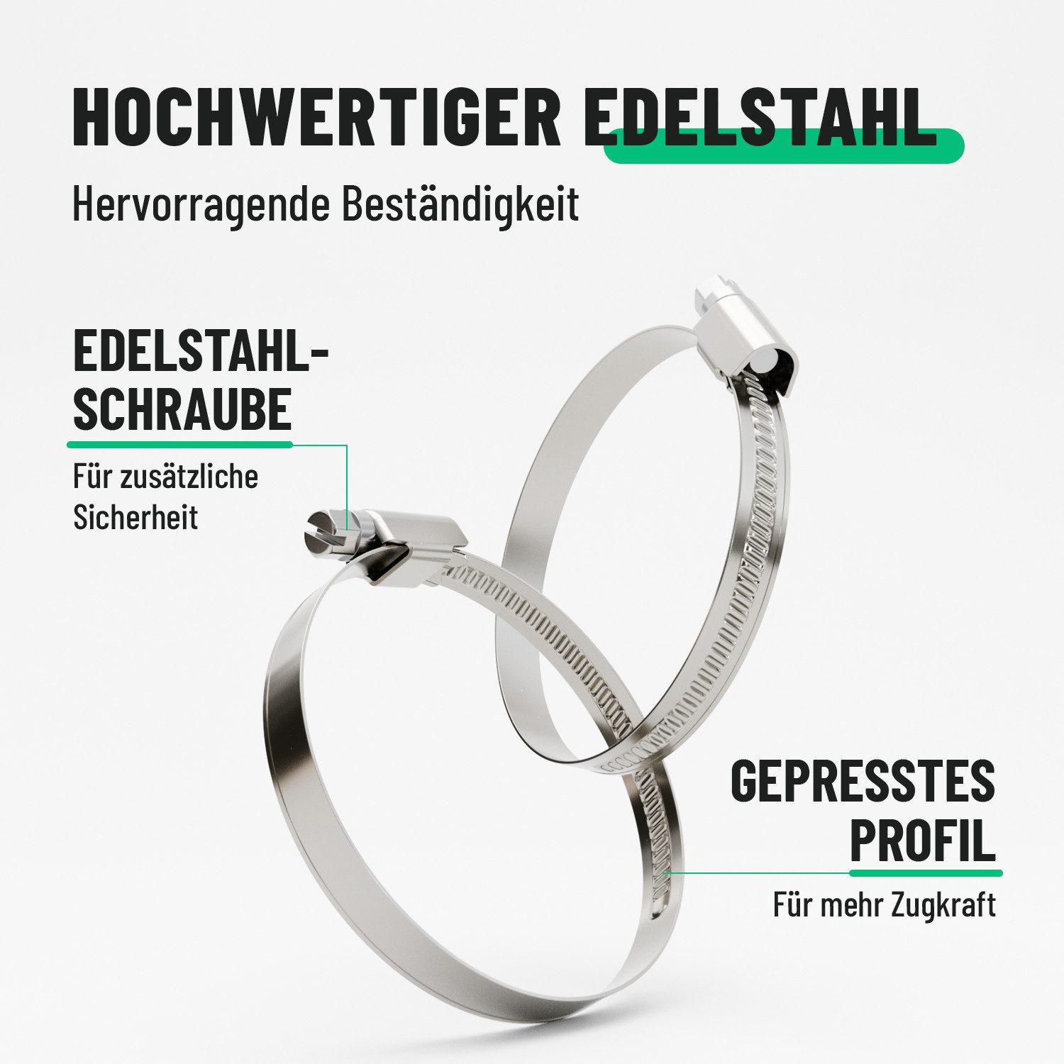 greate. Schlauchschelle 20x Schlauchschellen Edelstahl 50-70 mm - Einstellbare Schlauchschelle, (20-St)