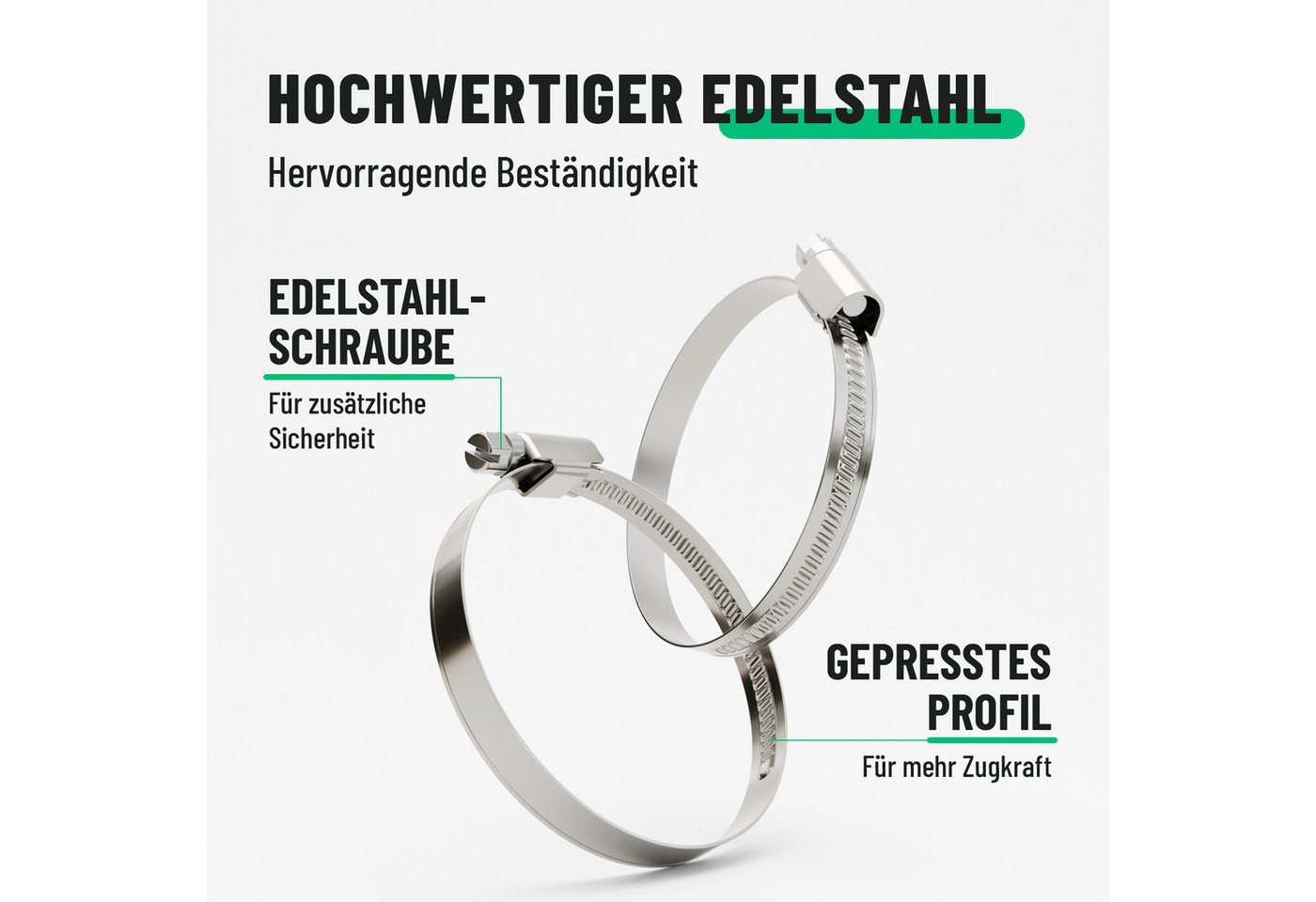 Thumbnail - greate. Schlauchschelle 20x Schlauchschellen Edelstahl 50-70 mm - Einstellbare Schlauchschelle, (20-St)